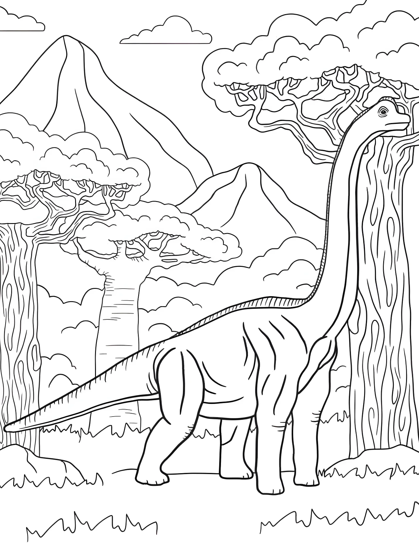Динозавр брахиозавр в лесу №21342. Динозавры. Брахиозавр (Brachiosaurus).