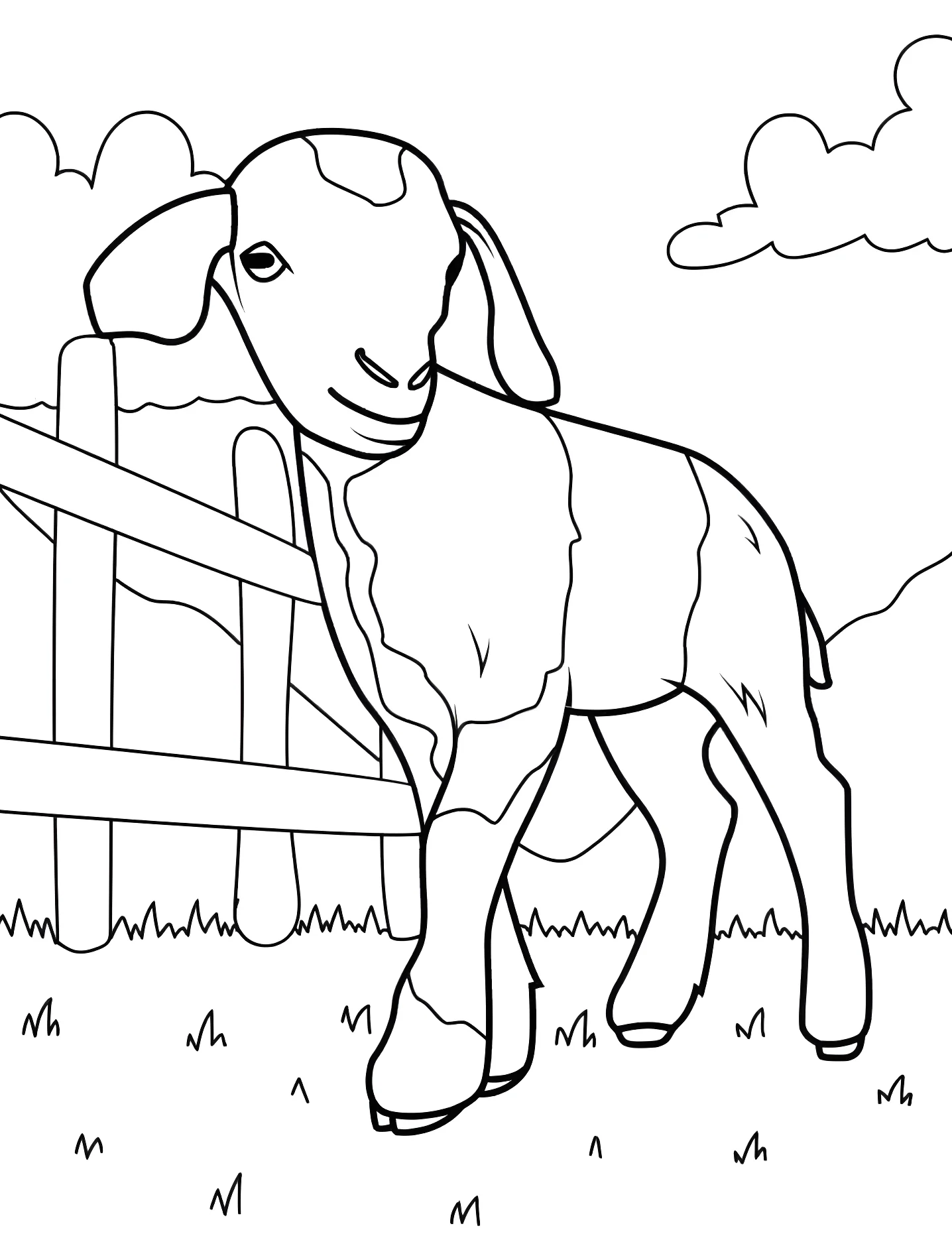 Милый козленок на ферме №7784. Раскраски для девочек по категориям. Коза (Goat).