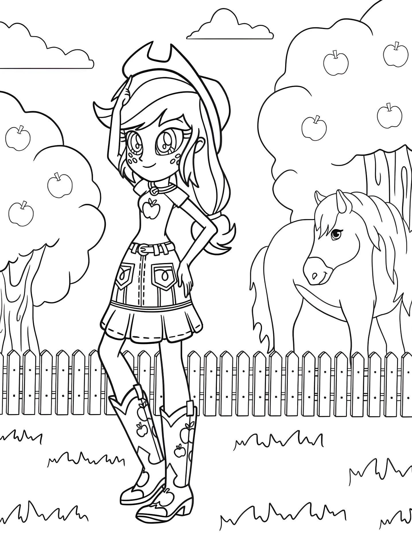 Милая Эпплджек из My Little Pony №8952. Раскраски для девочек по категориям. Мой маленький пони (My Little Pony).