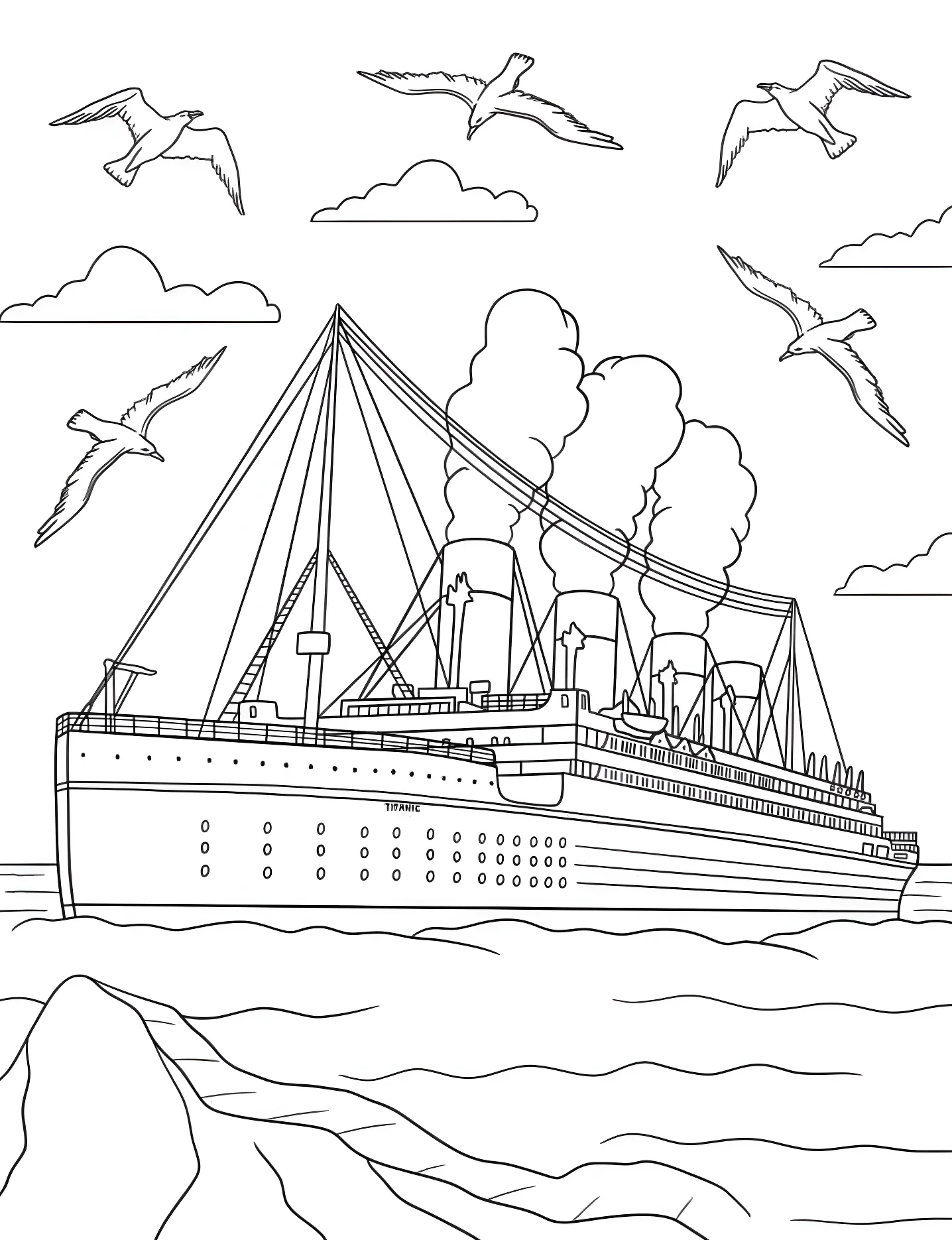 Титаник в океане №10439. Раскраски для девочек по категориям. Титаник (Titanic).