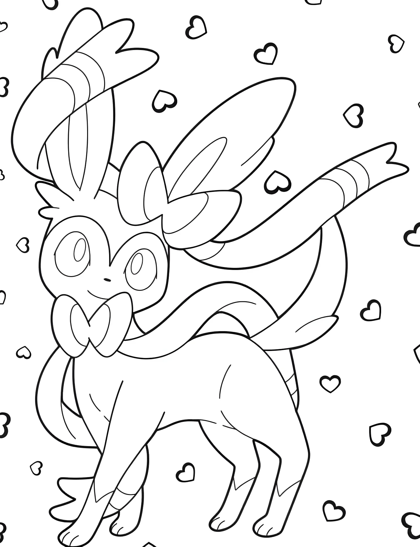 Милый Сильвеон №9475. Раскраски для девочек по категориям. Покемон (Pokemon).