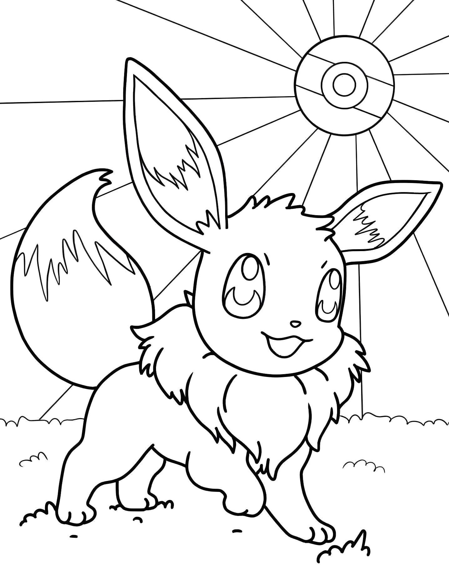 Милый eevee под покеболом №7202. Раскраски для девочек по категориям. Иви (Eevee).
