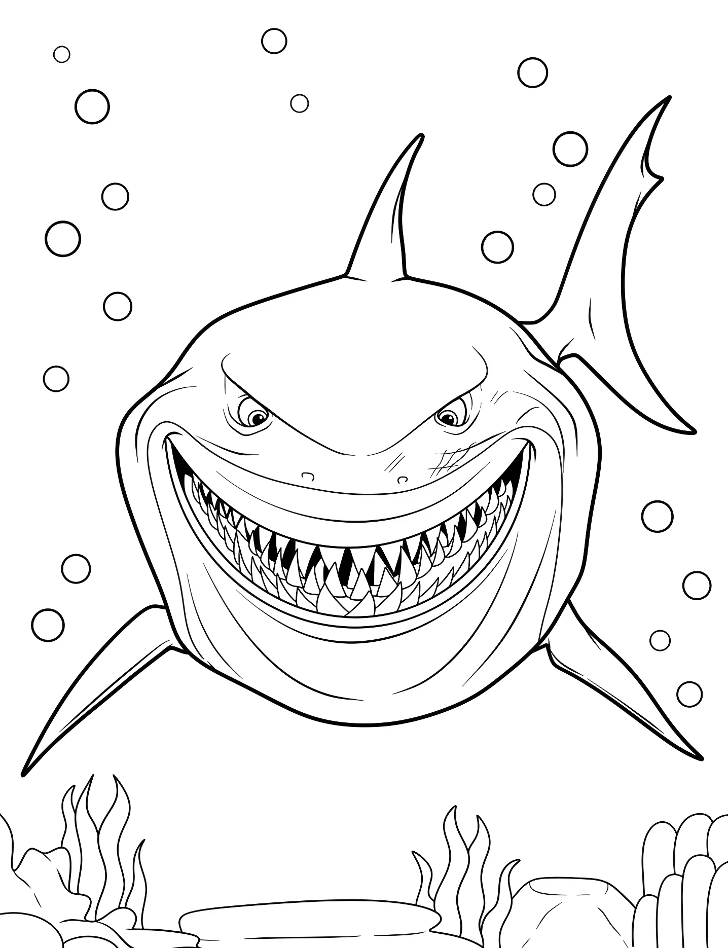 Веселый акула Брюс №9866. Раскраски для девочек по категориям. Акула (Shark).