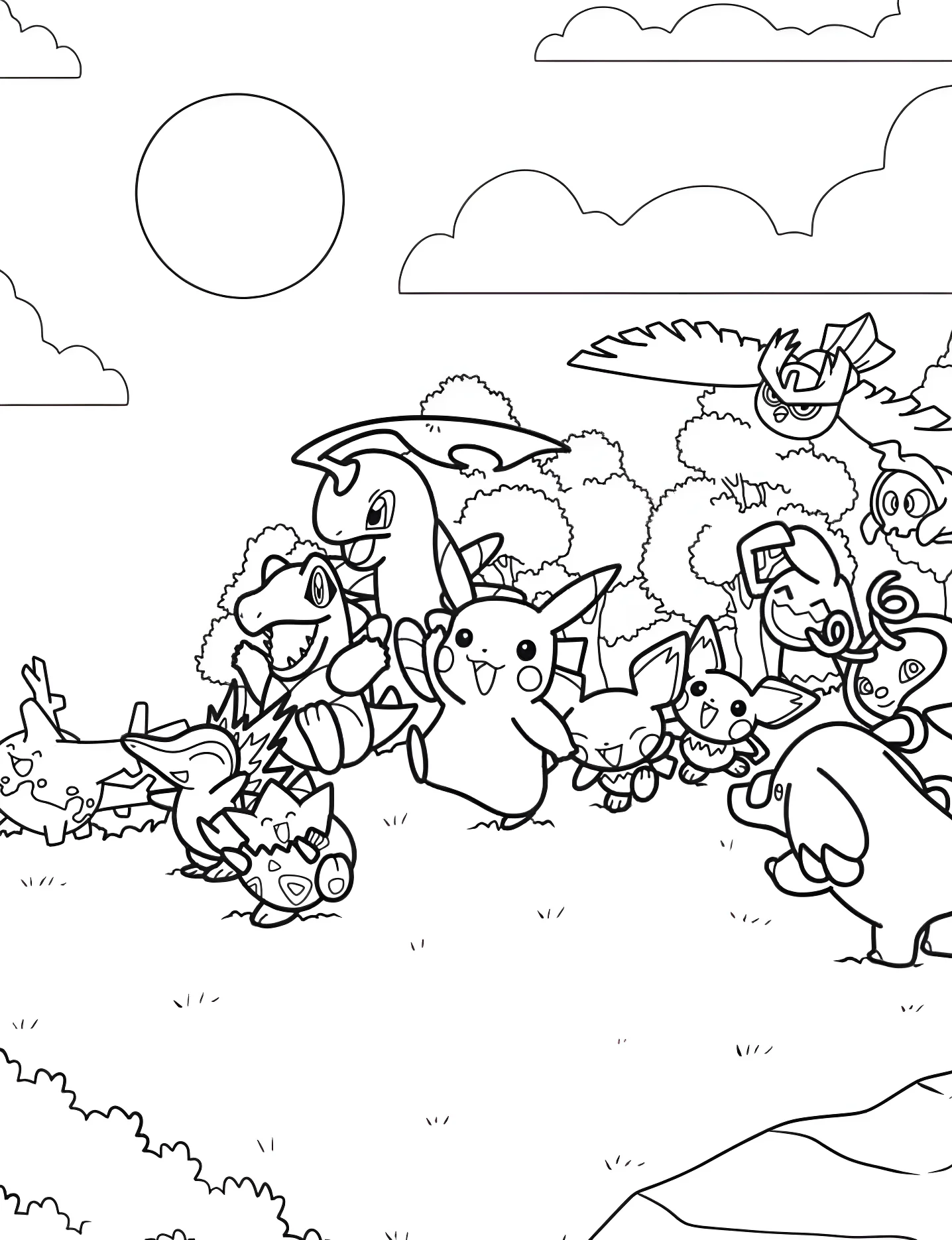 Веселые покемоны №9494. Раскраски для девочек по категориям. Покемон (Pokemon).