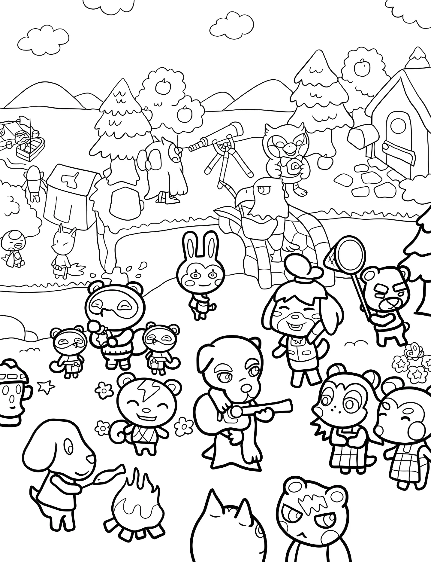 Веселые персонажи Animal Crossing №5429. Раскраски для девочек по категориям. Перекрёсток Животных (Animal Crossing).