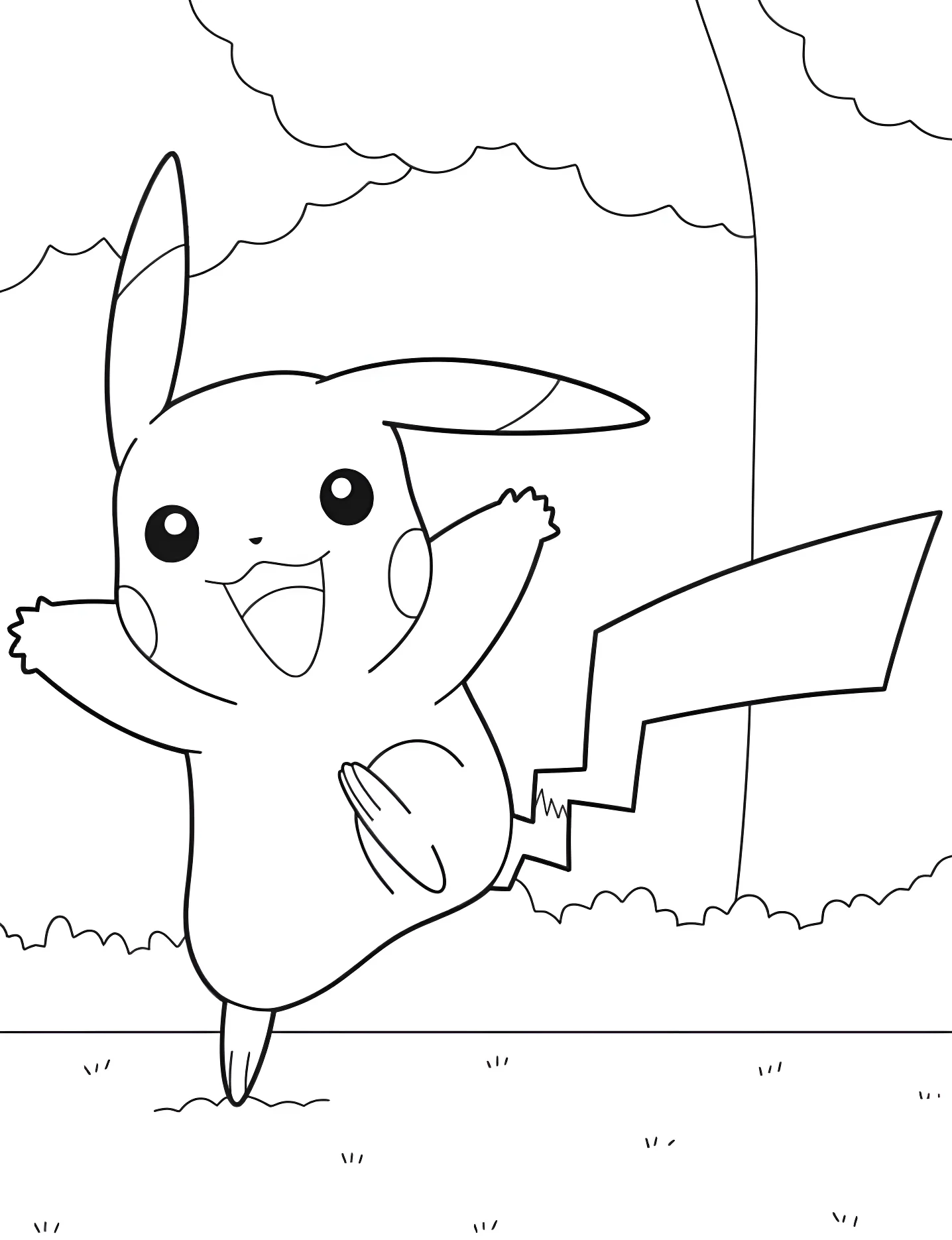 Весёлый Пикачу №9524. Раскраски для девочек по категориям. Покемон (Pokemon).