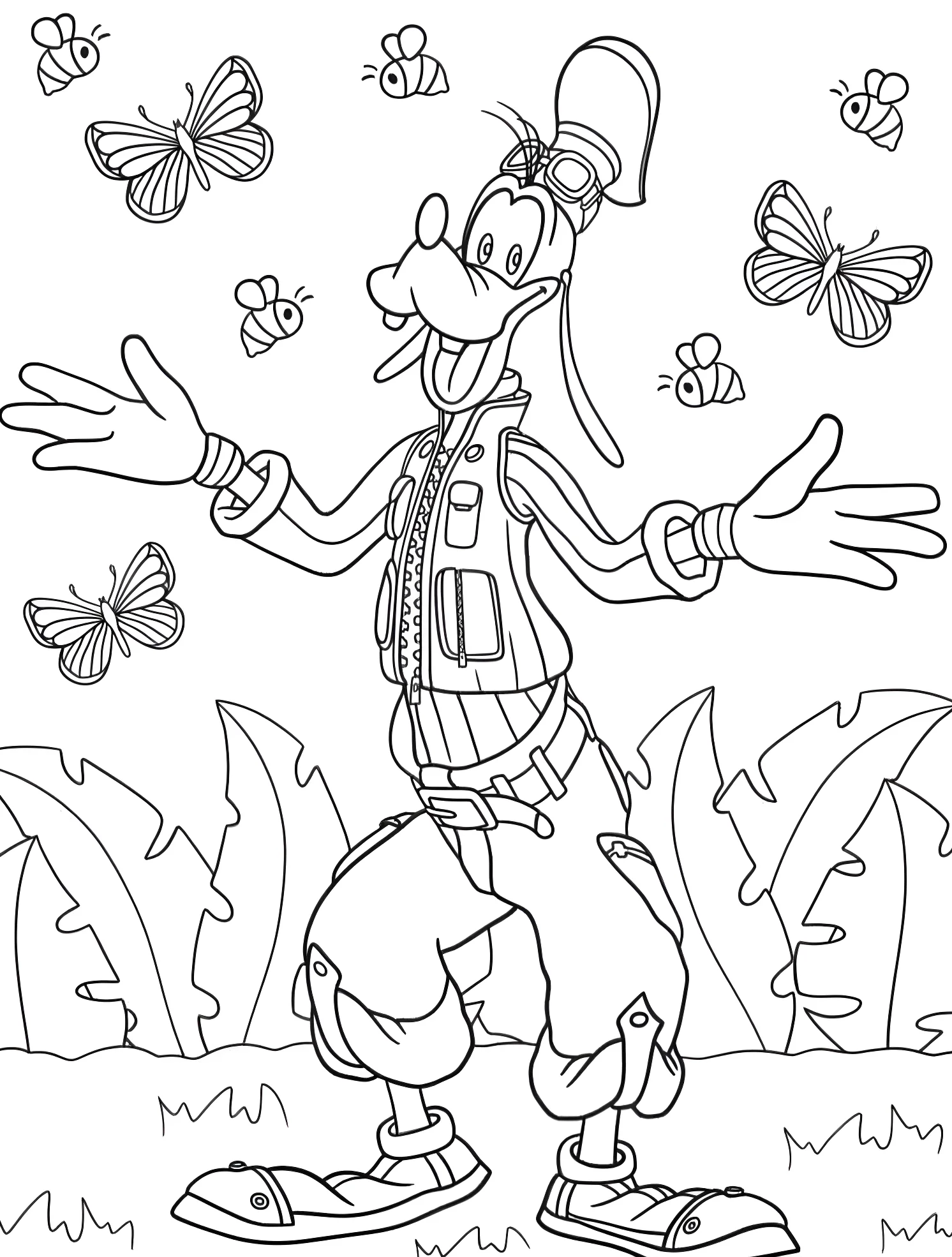 Весёлый Гуфи из Kingdom Hearts №6154. Раскраски для мальчиков по категориям. Гуфи (Goofy).