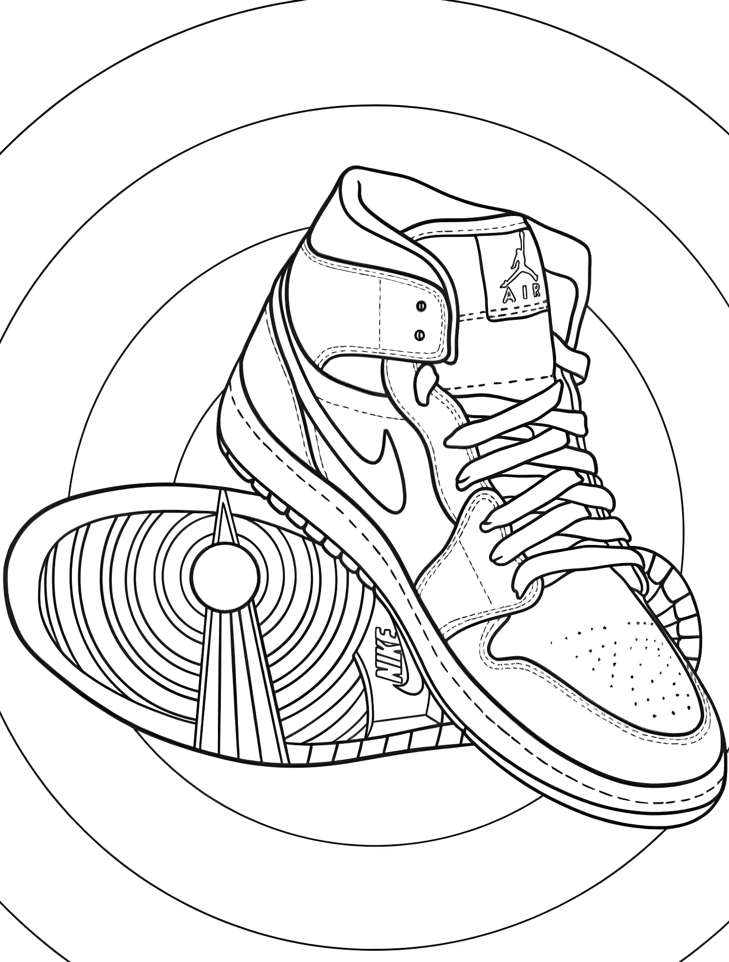 Крутой кроссовок Air Jordan №7339. Раскраски для мальчиков по категориям. Обувь.