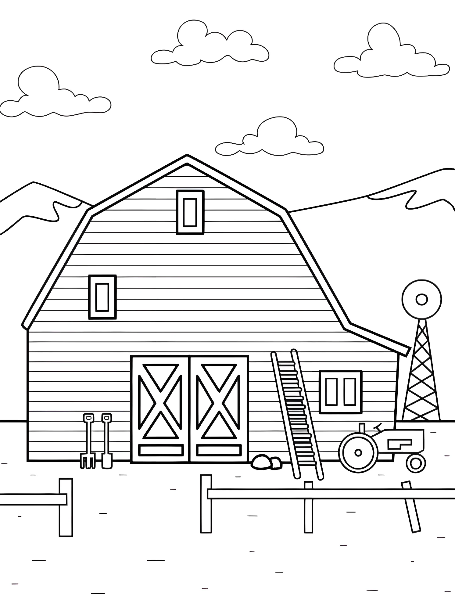 Ферма с амбаром №5988. Раскраски для мальчиков по категориям. Ферма (Farm).