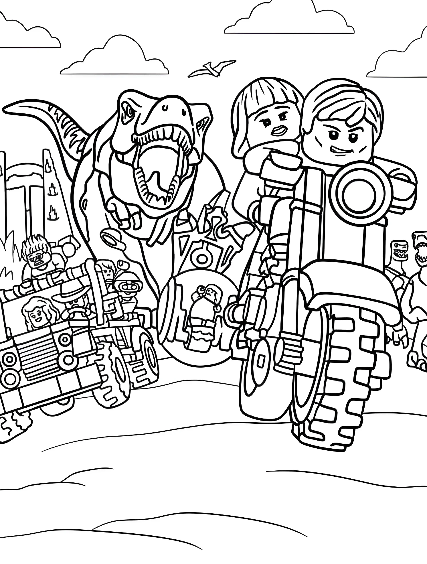 Весёлые приключения LEGO в Юрском мире №6532. Раскраски для мальчиков по категориям. Парк Юрского периода (Jurassic Park).