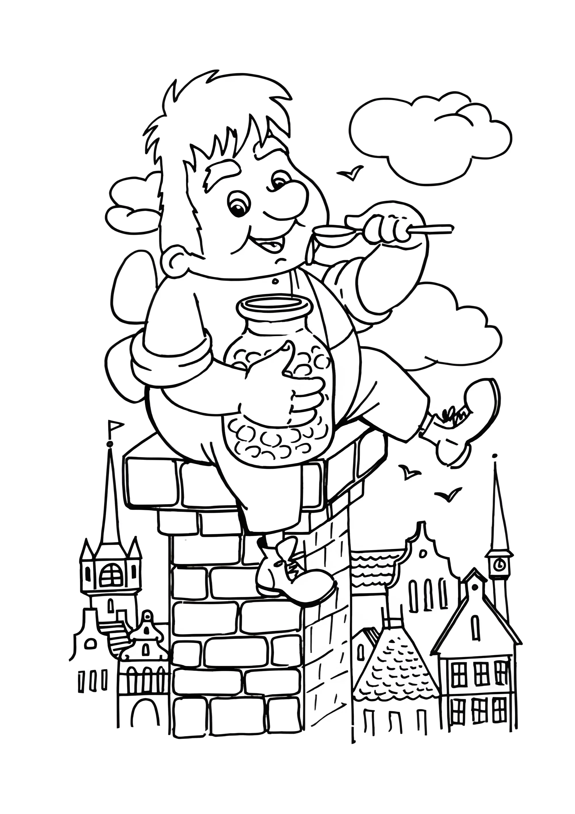 Карлсон, который живёт на крыше, раскраска из мультика про Карлсона №2746. Раскраски из мультиков. Малыш и Карлсон.