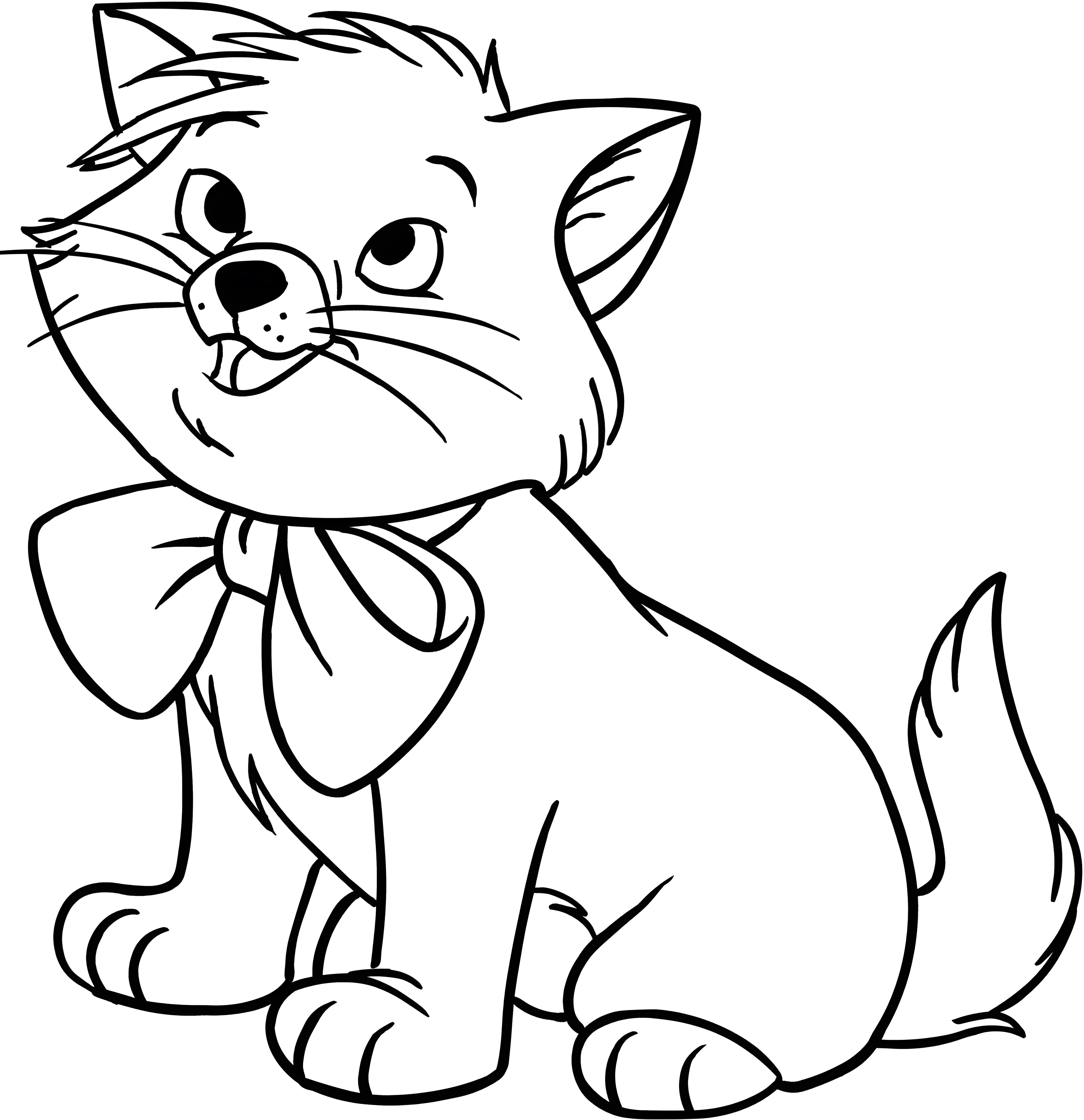 Кот с бантом №3564. Раскраски для девочек по категориям. Котики.