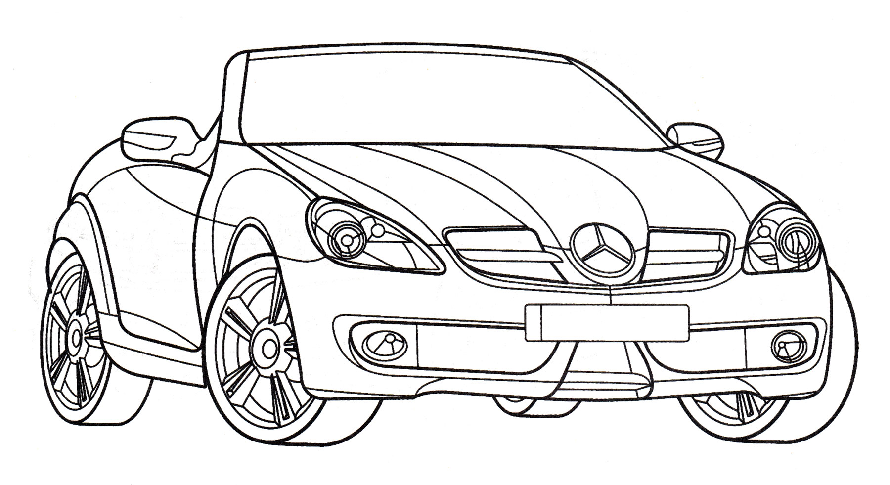 Mercedes SLK 350 №1950. Раскраски для мальчиков по категориям. Машины.