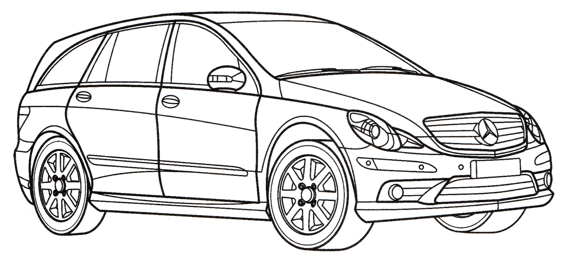 Mercedes R 350 CDI №2014. Раскраски для мальчиков по категориям. Машины.