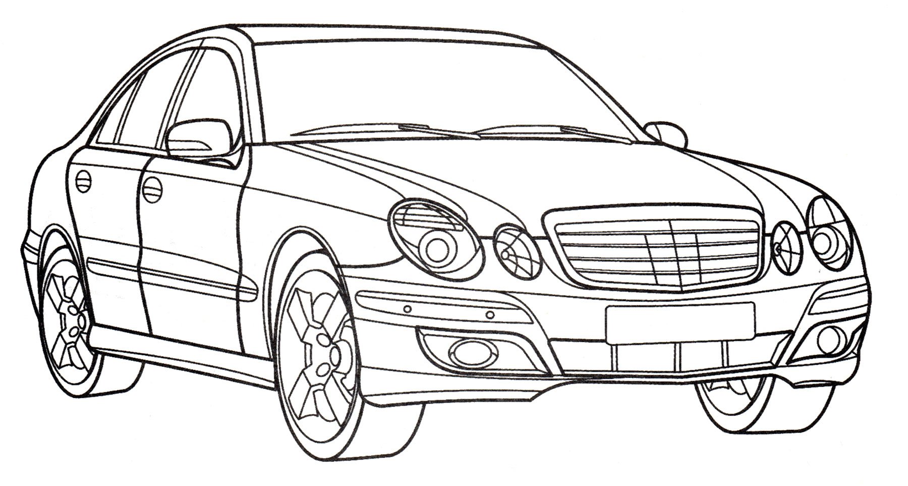 Mercedes E350 №2022. Раскраски для мальчиков по категориям. Машины.