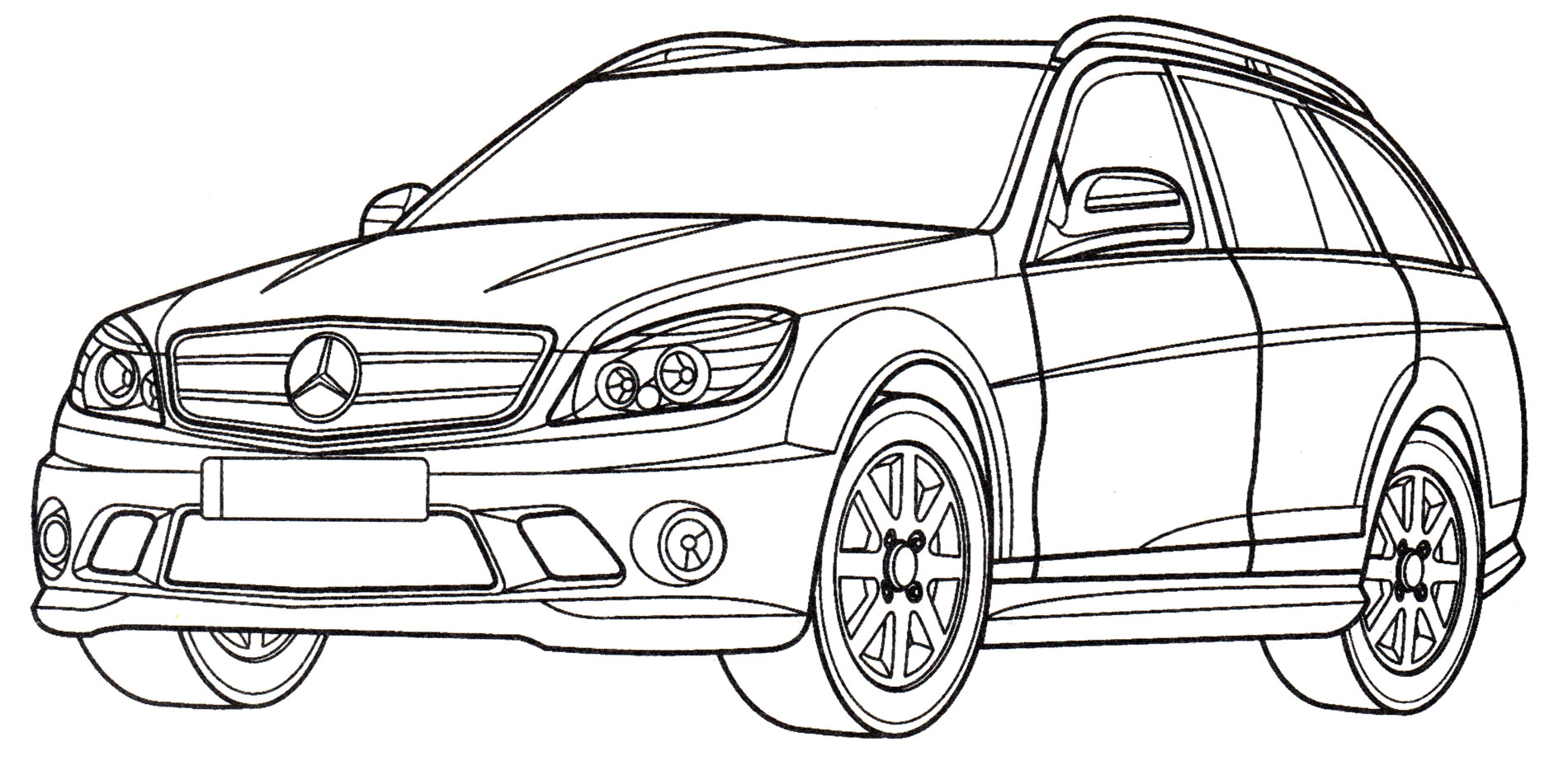 Mercedes C63 AMG №2026. Раскраски для мальчиков по категориям. Машины.
