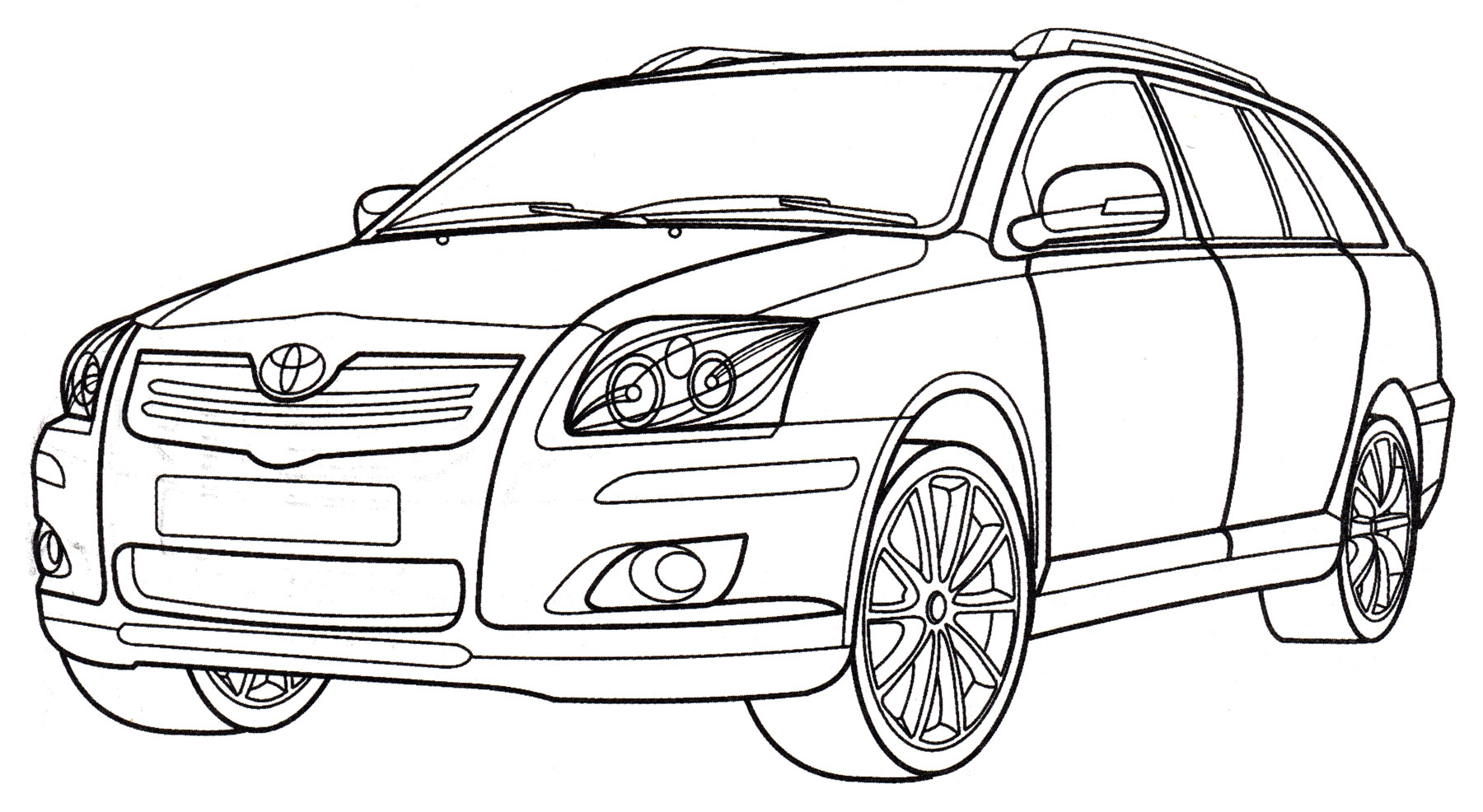 Toyota Avensis №2051. Раскраски для мальчиков по категориям. Машины.