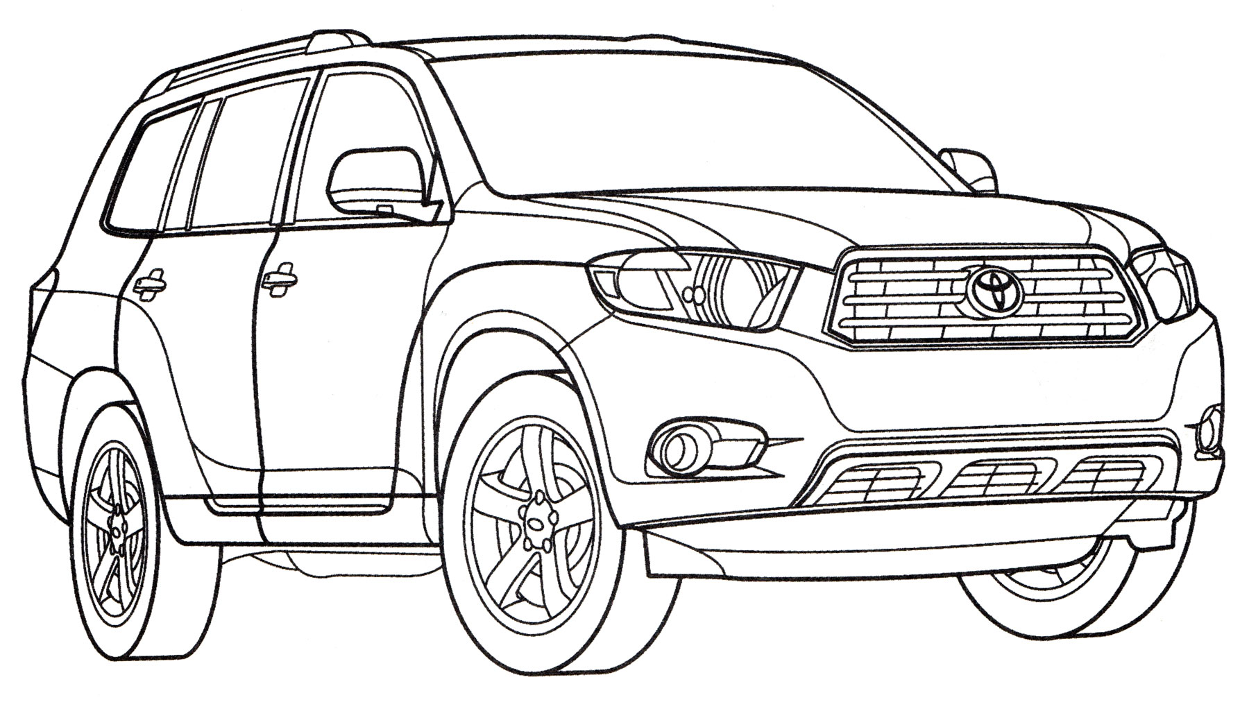 Toyota Highlander №2055. Раскраски для мальчиков по категориям. Машины.