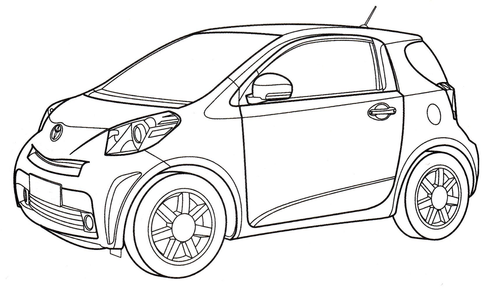 Toyota iQ №2057. Раскраски для мальчиков по категориям. Машины.