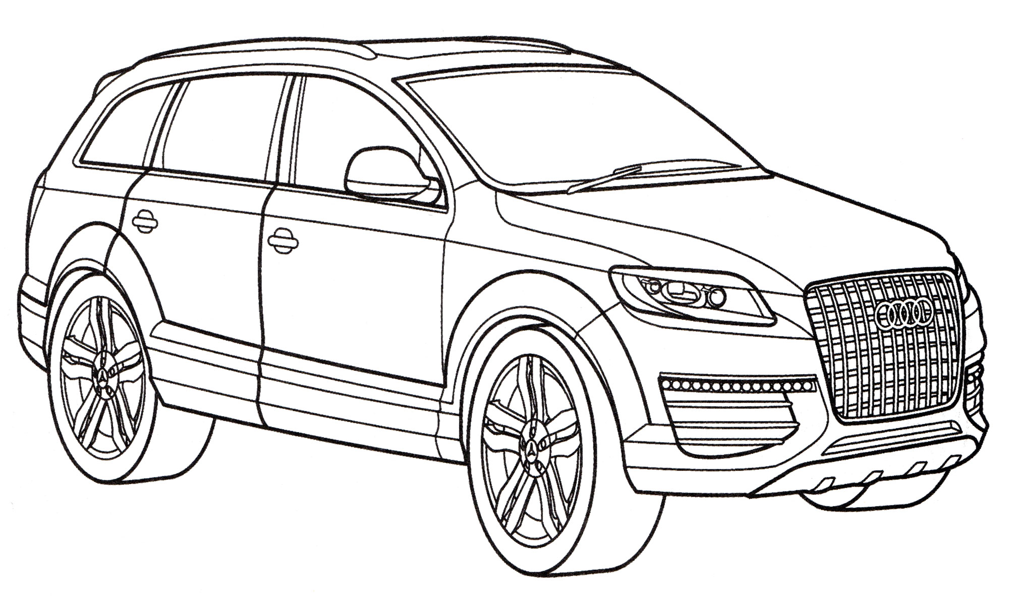 Audi Q7 №2077. Раскраски для мальчиков по категориям. Машины.