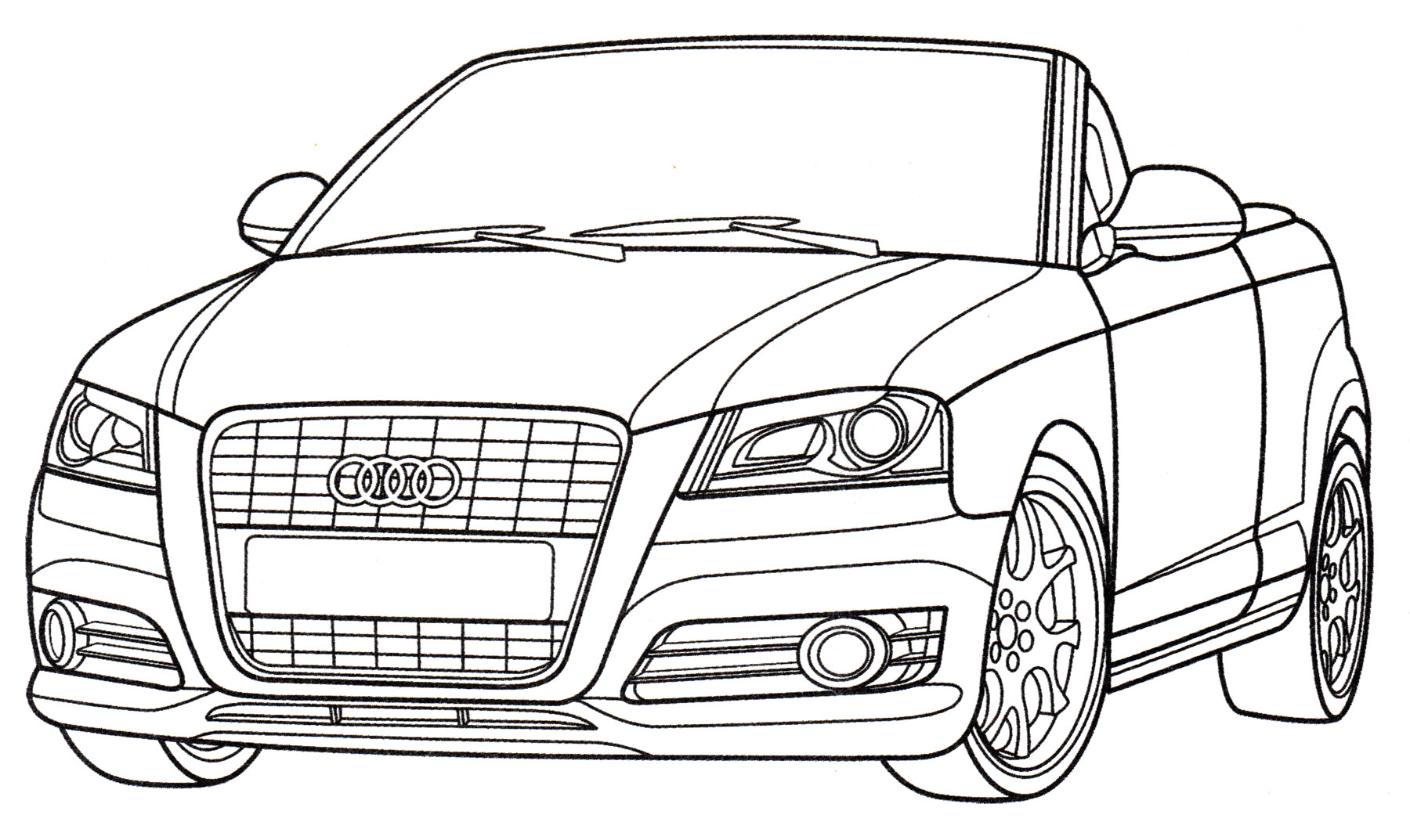 Audi A3 Cabriolet №1954. Раскраски для мальчиков по категориям. Машины.