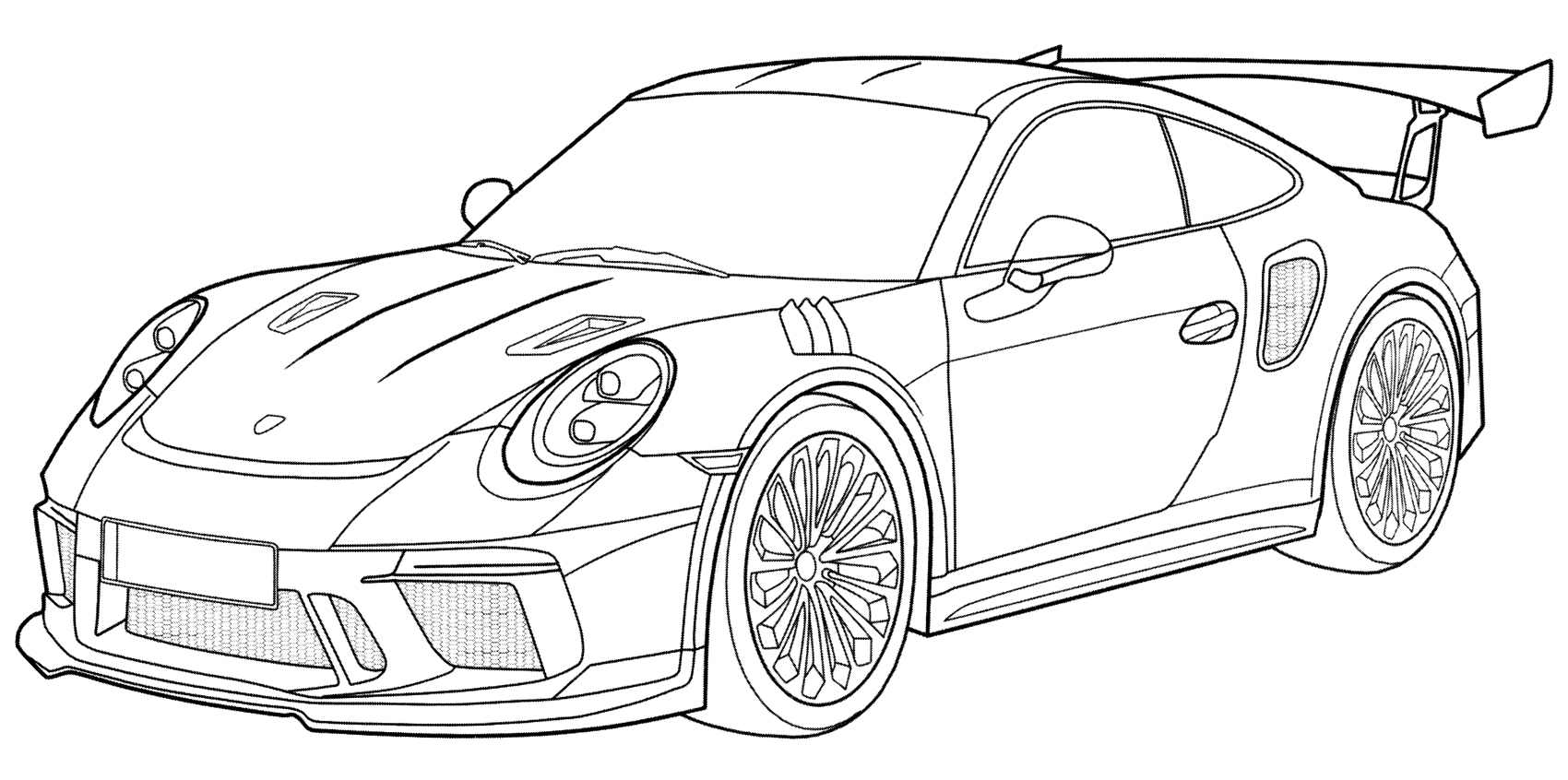 Porsche 911 GT3 RS №1904. Раскраски для мальчиков по категориям. Машины.