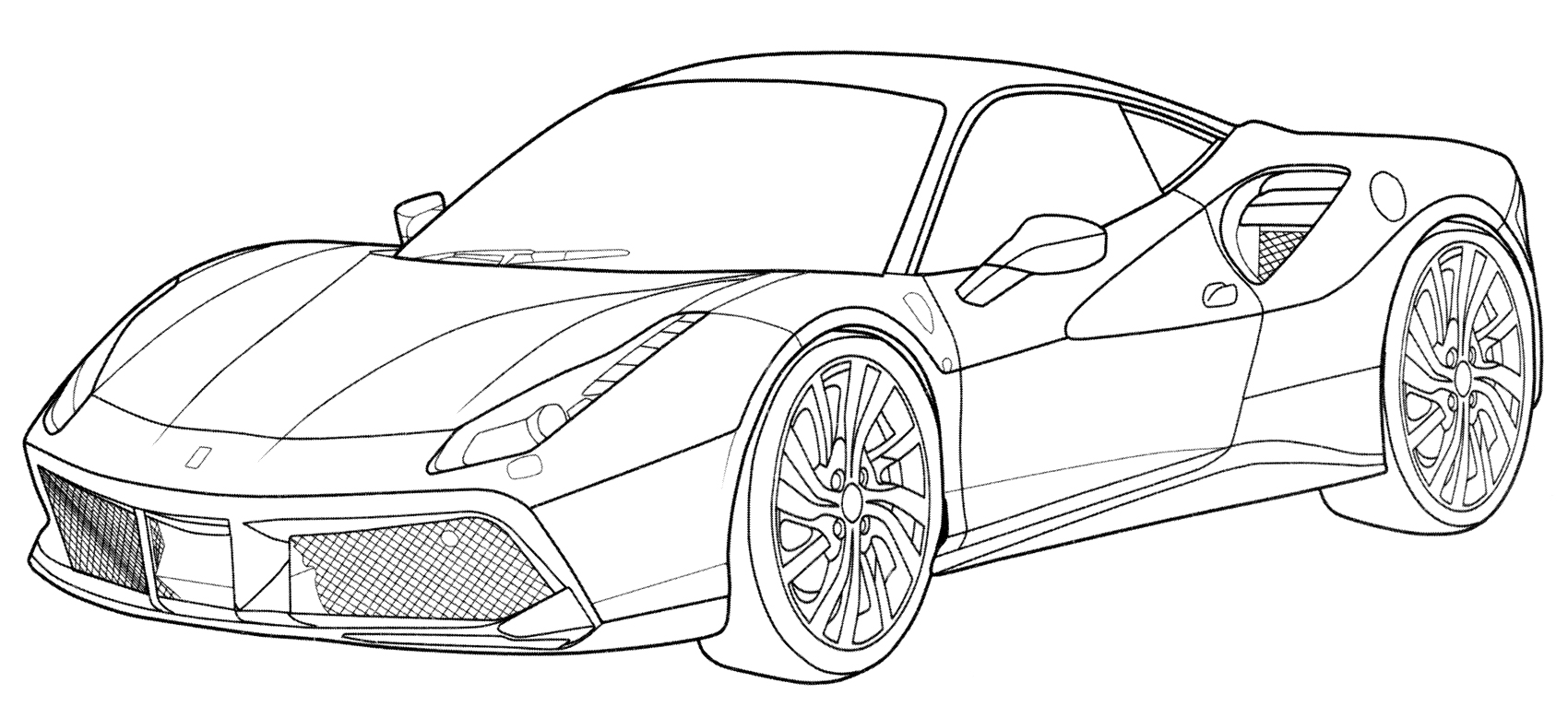 Ferrari 458 Italia №2068. Раскраски для мальчиков по категориям. Машины.