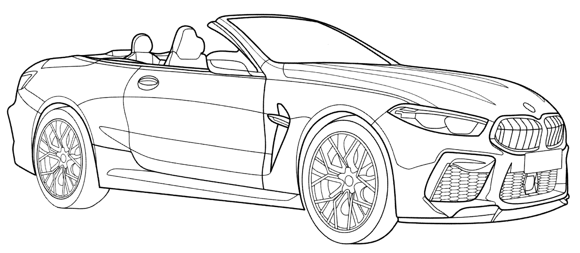 BMW M8 Cabrio №2000. Раскраски для мальчиков по категориям. Машины.