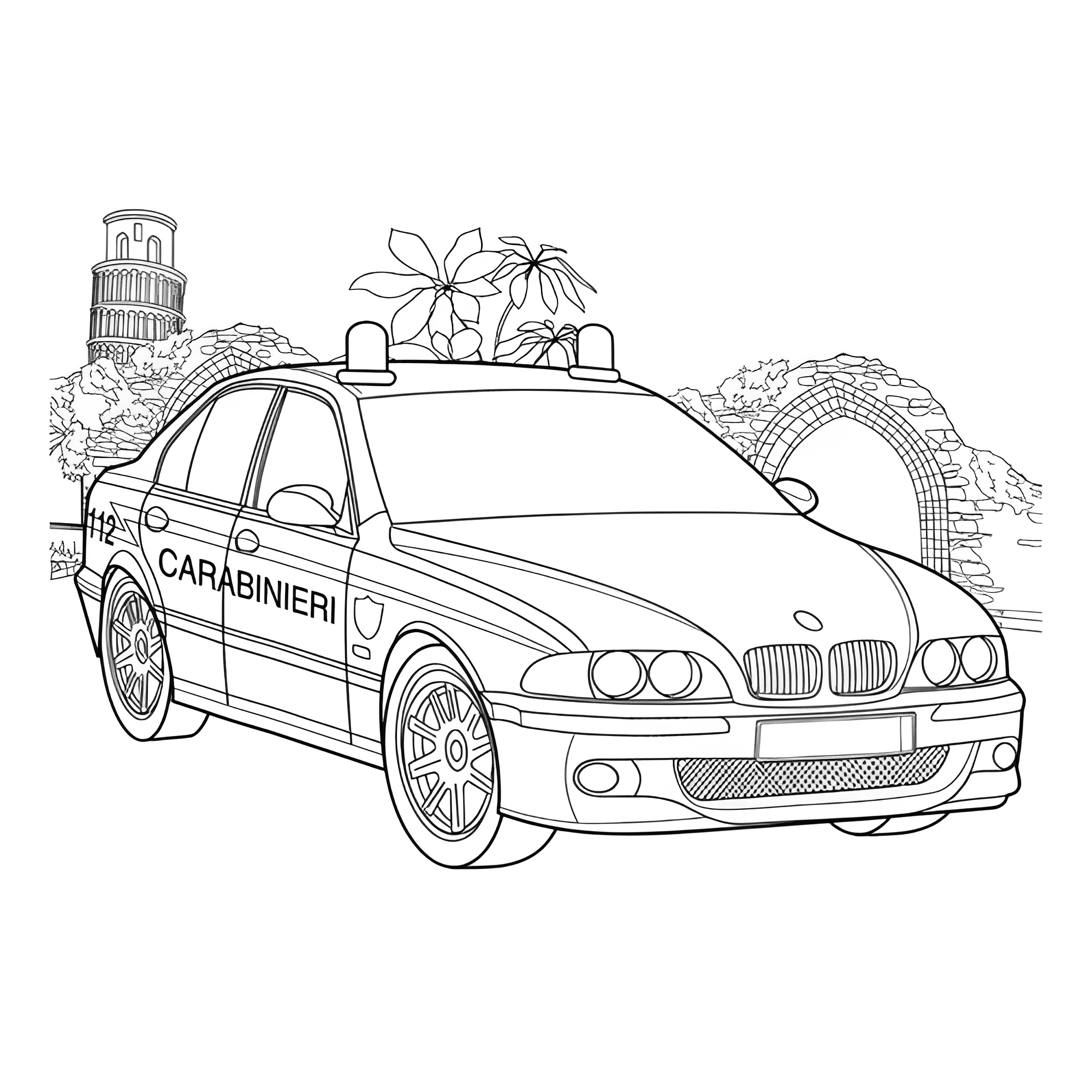 Итальянская полицейская машина №3258. Раскраски машины по маркам. БМВ BMW.