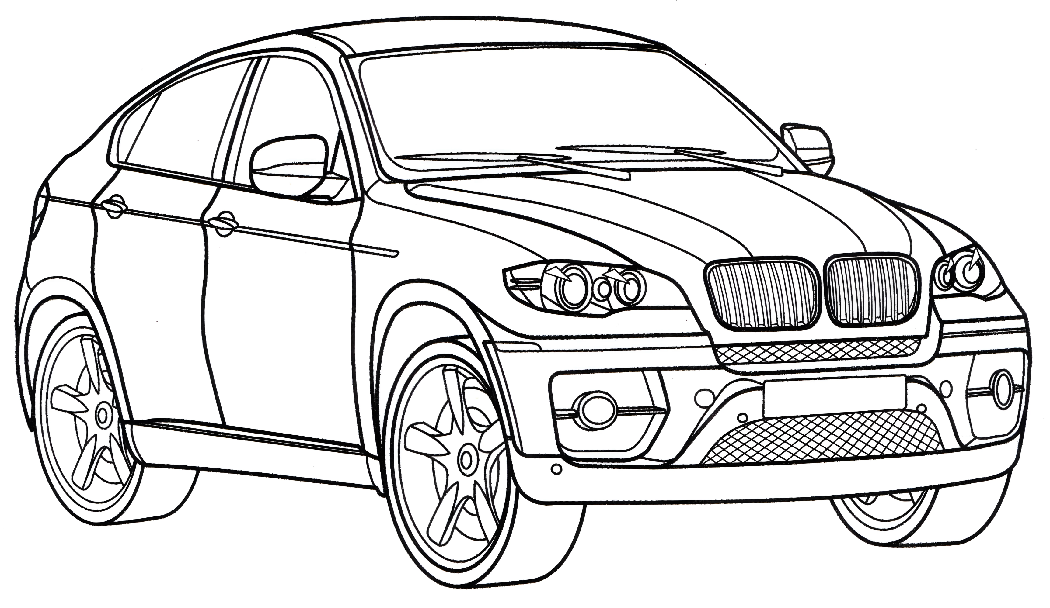 Раскраска BMW X6 №3341. Раскраски машины по маркам. БМВ BMW.