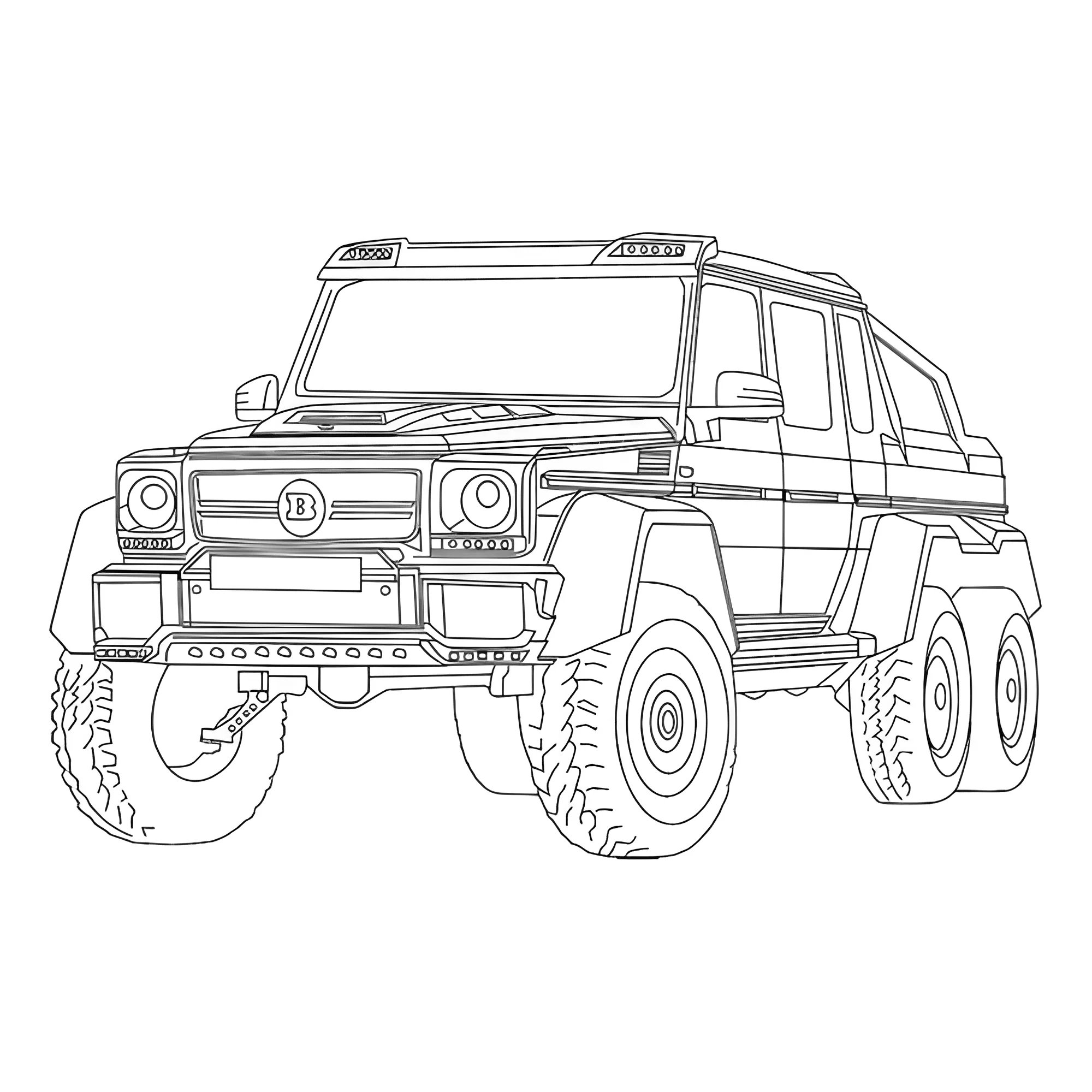 Гелендваген G63 6x6 AMG BRABUS 700 №4535. Раскраски для мальчиков по категориям. Джипы.