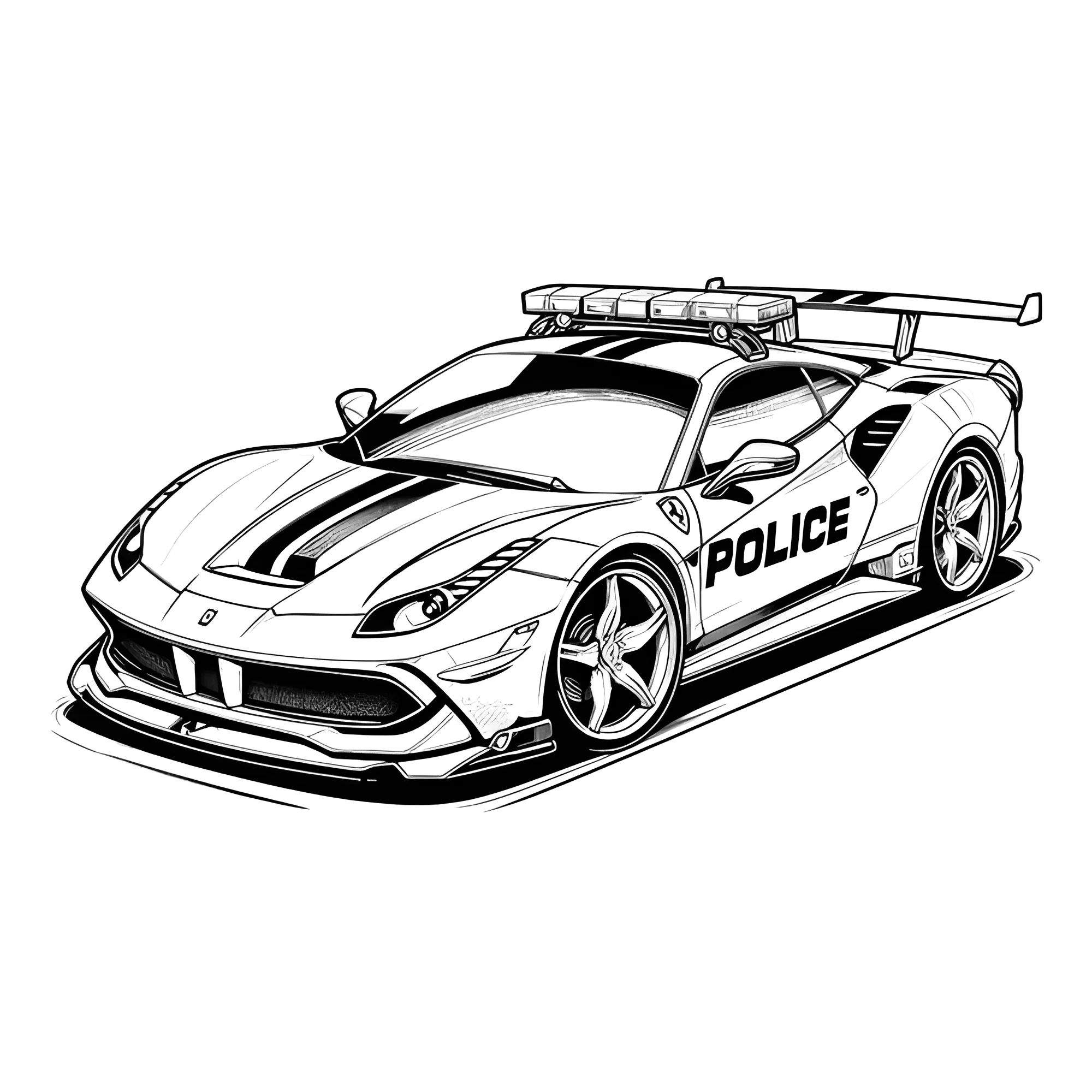Полицейская машина Феррари №3797. Раскраски машины по маркам. Феррари Ferrari.