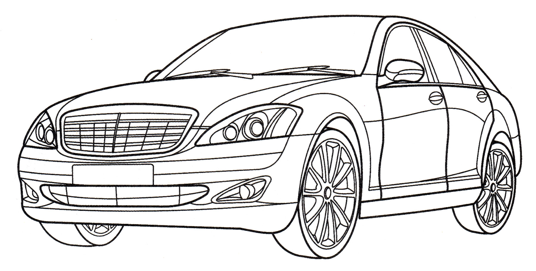 Mercedes S 350L №4063. Раскраски машины по маркам. Мерседес.
