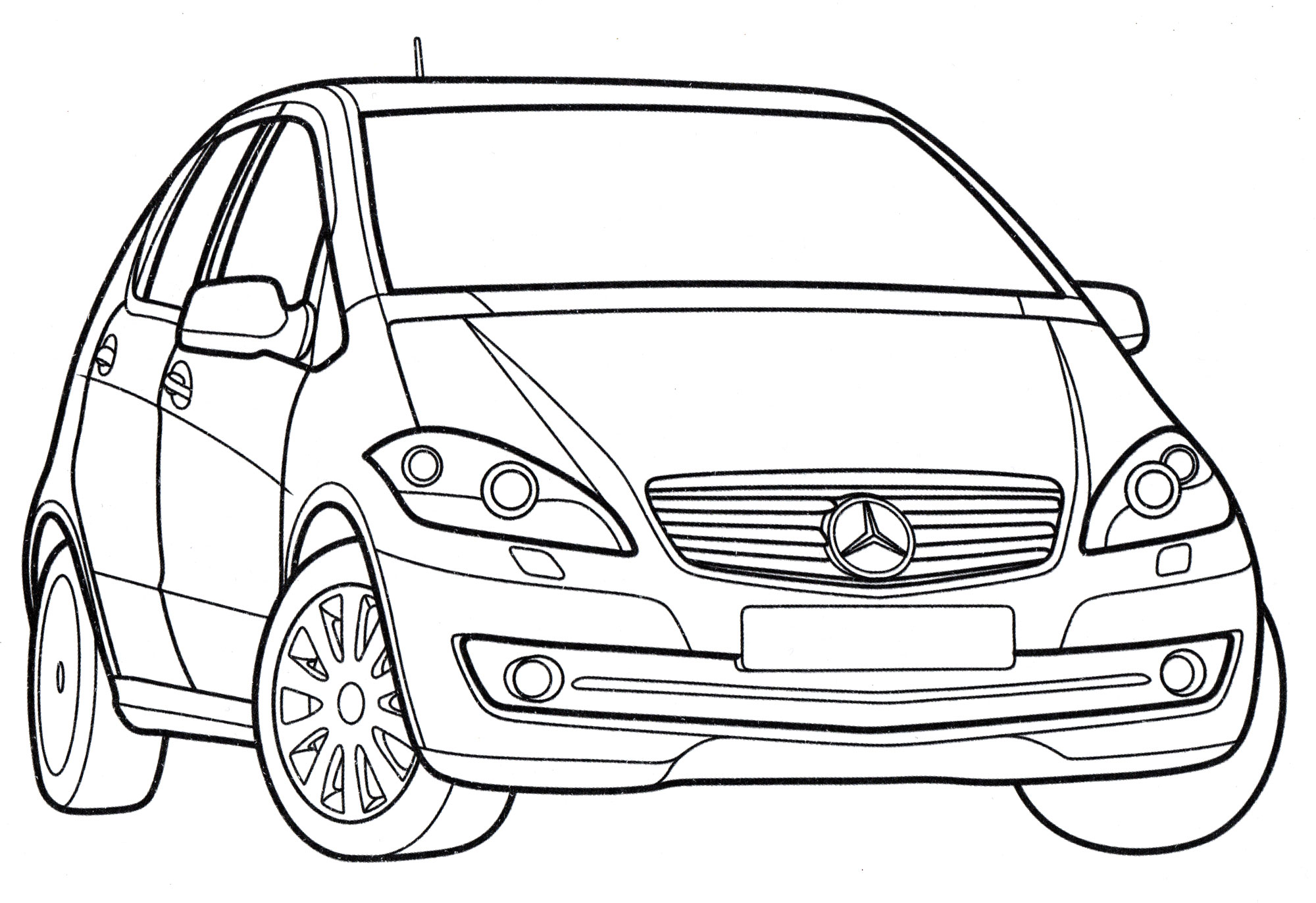 Mercedes A-class №4077. Раскраски машины по маркам. Мерседес.