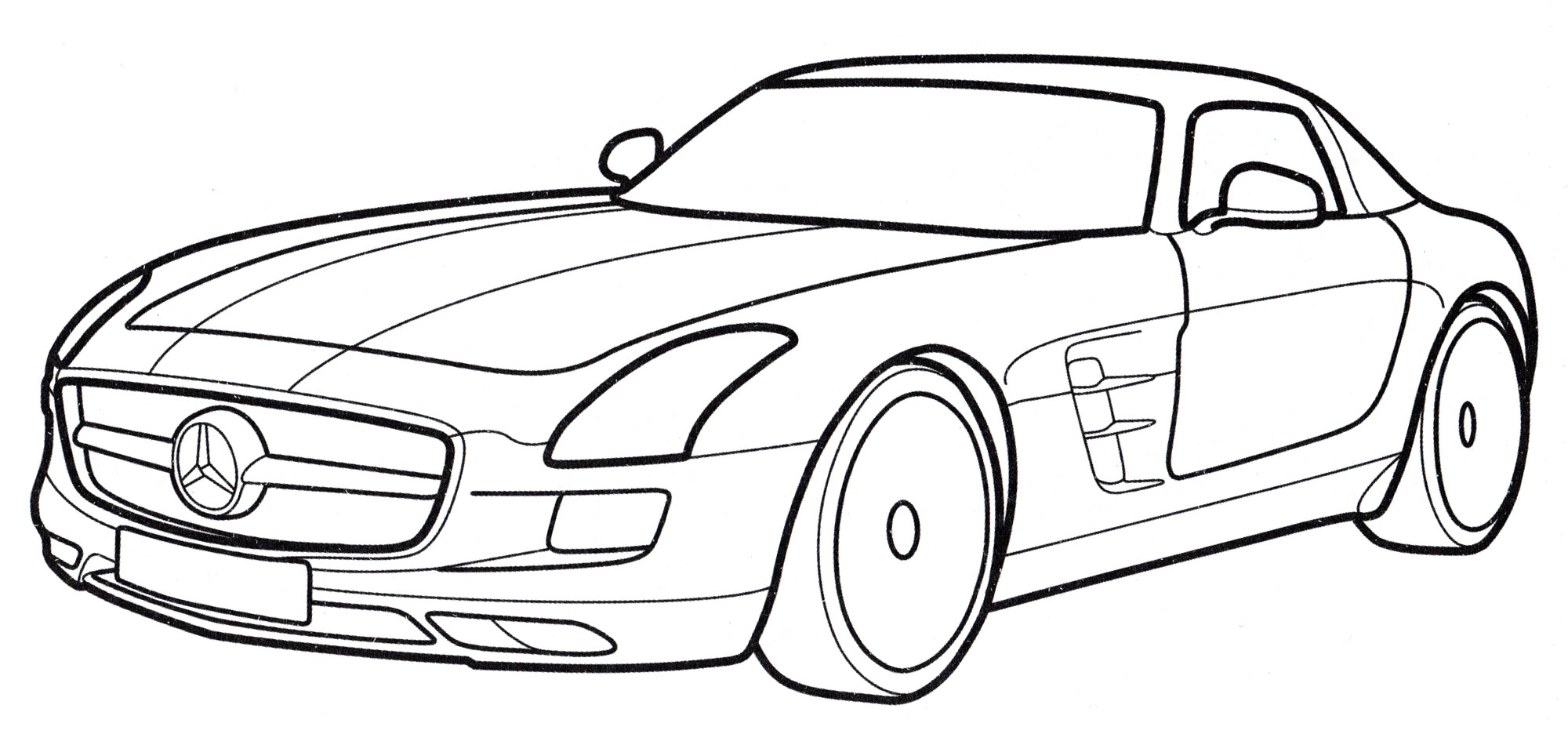 Mercedes SLS AMG №4086. Раскраски машины по маркам. Мерседес.