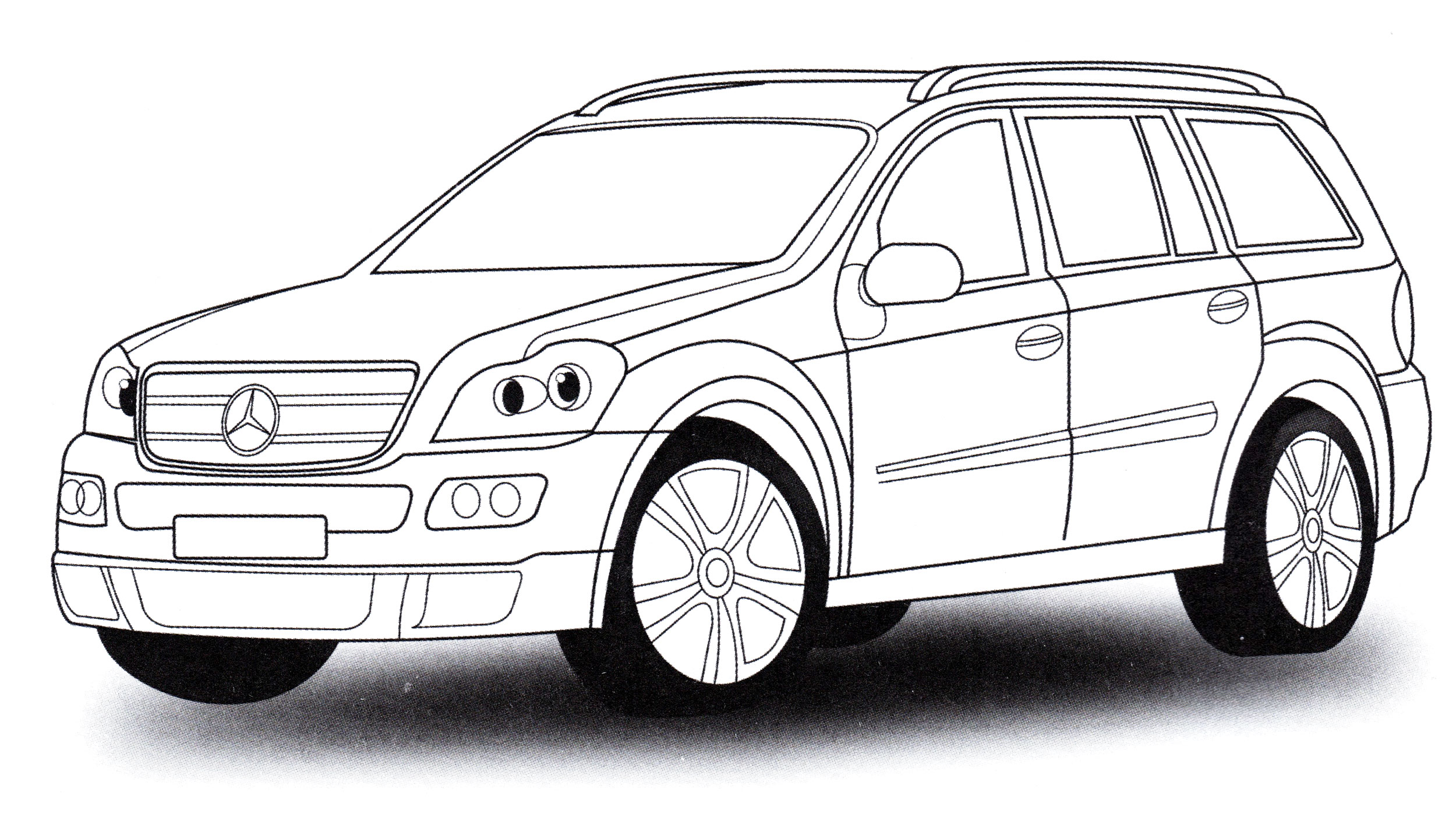 Mercedes GL №4090. Раскраски машины по маркам. Мерседес.