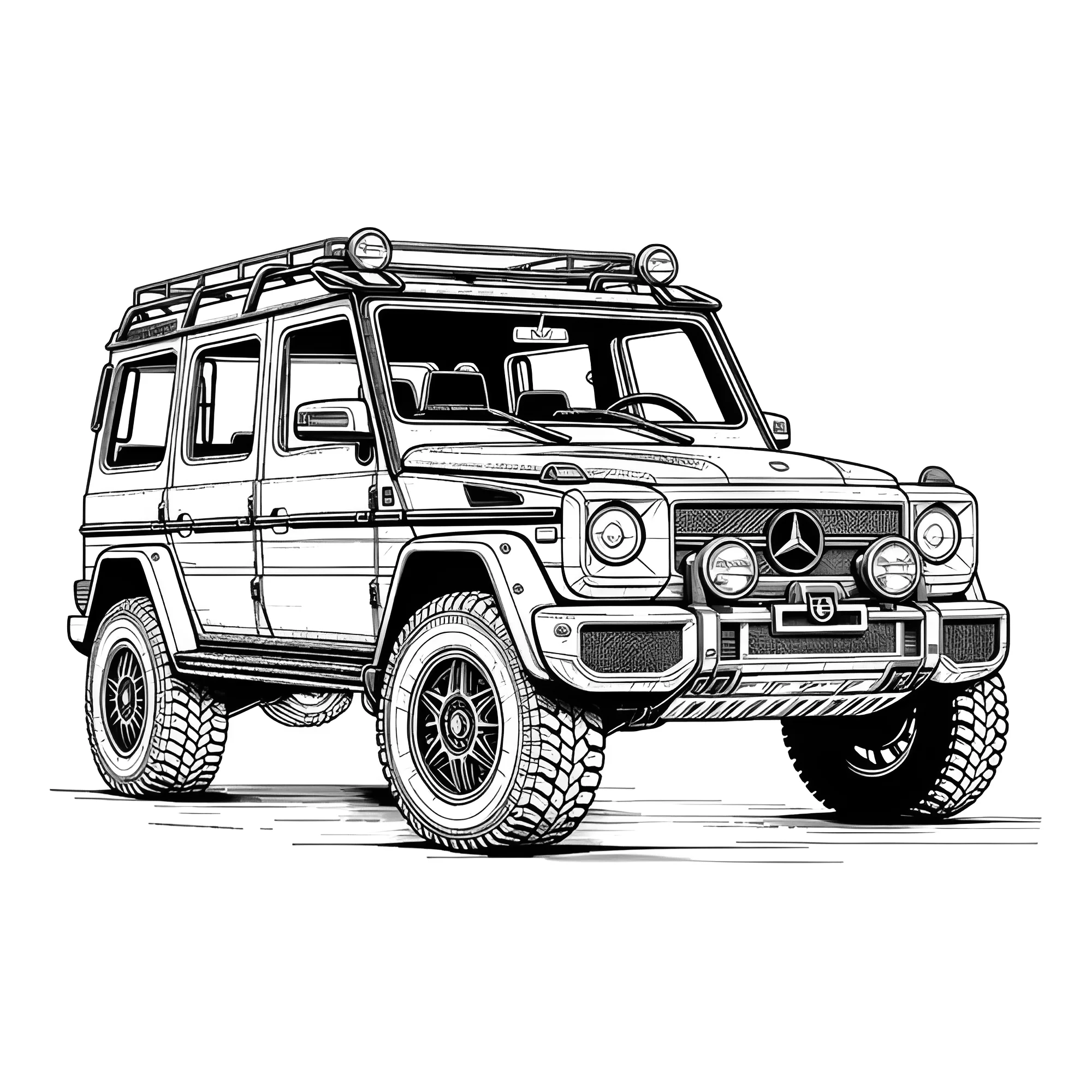 Мерседес Geländewagen №3972. Раскраски машины по маркам. Мерседес.
