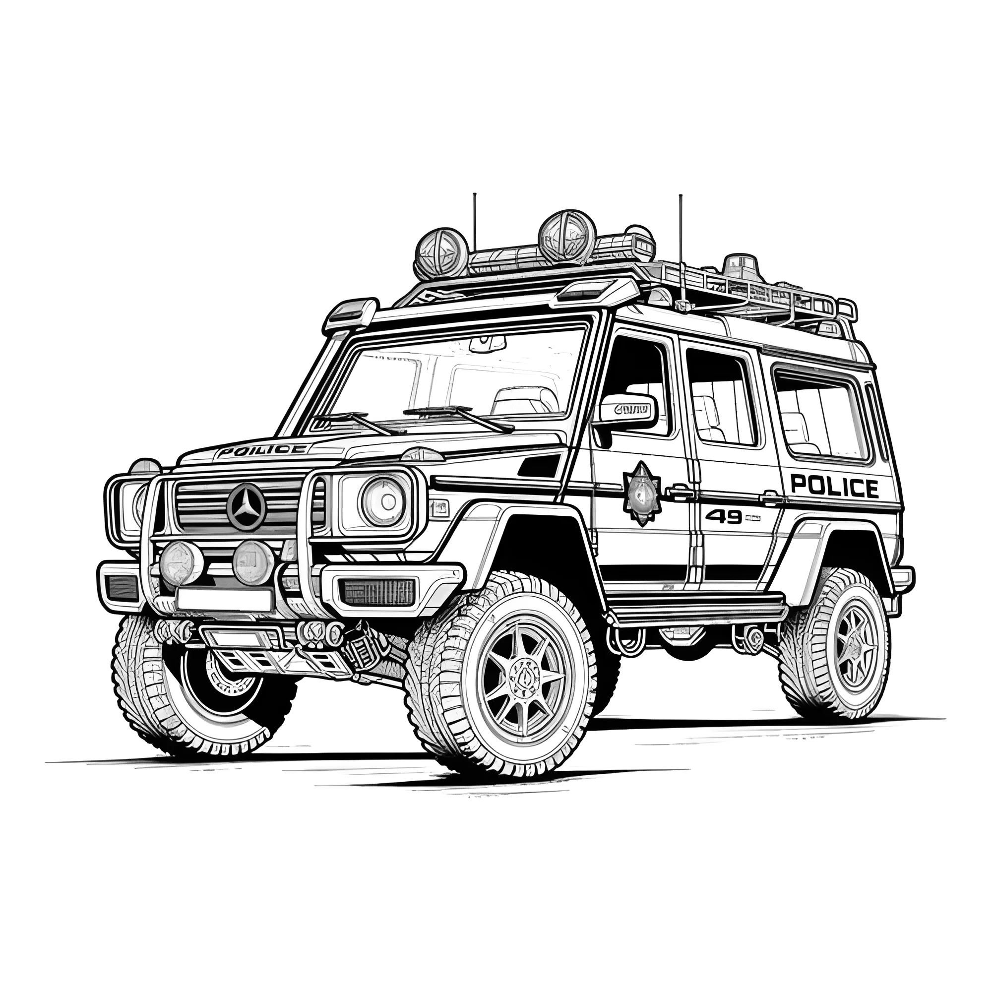 Реалистичный полицейский Гелик №4208. Раскраски для мальчиков по категориям. Полицейские машины.