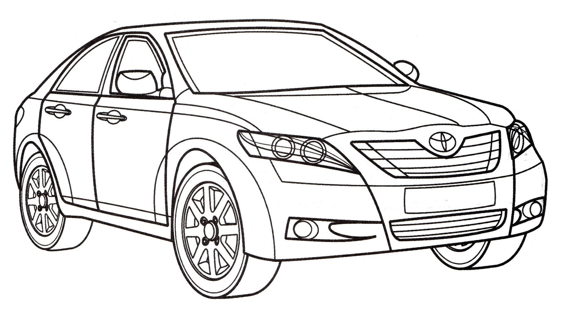 Toyota Camry №4185. Раскраски машины по маркам. Тойота (Toyota).