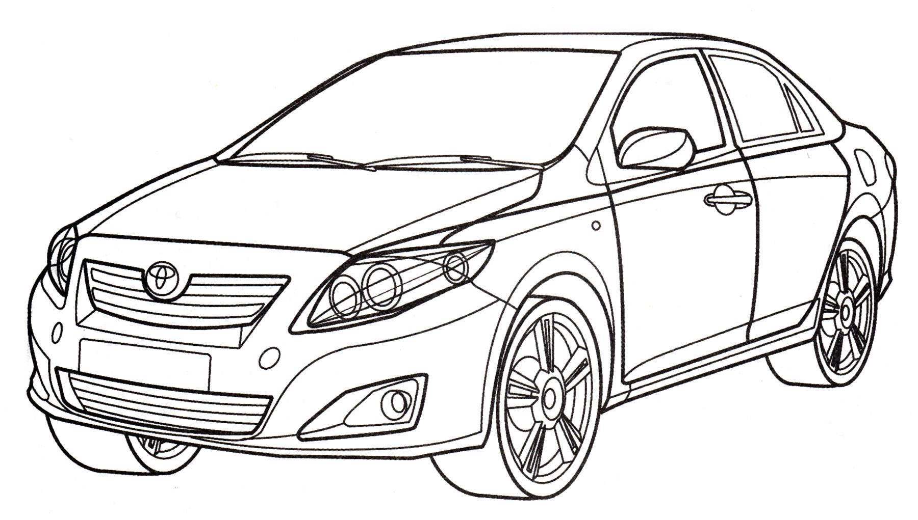 Toyota Corolla №4187. Раскраски машины по маркам. Тойота (Toyota).