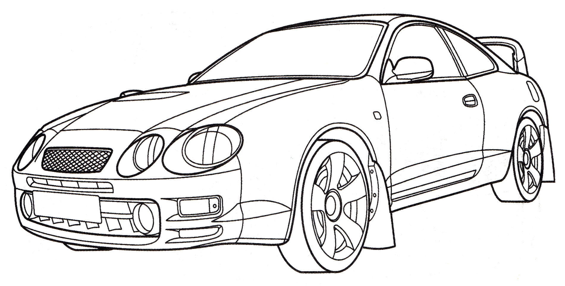 Toyota Celica №4188. Раскраски машины по маркам. Тойота (Toyota).