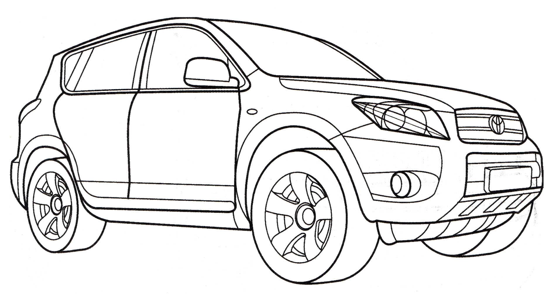 Toyota Rav 4 №4189. Раскраски машины по маркам. Тойота (Toyota).