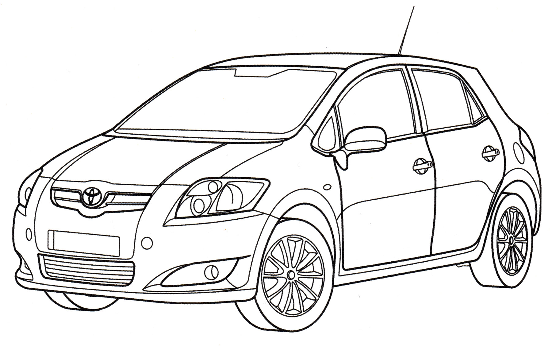 Toyota Auris №4190. Раскраски машины по маркам. Тойота (Toyota).