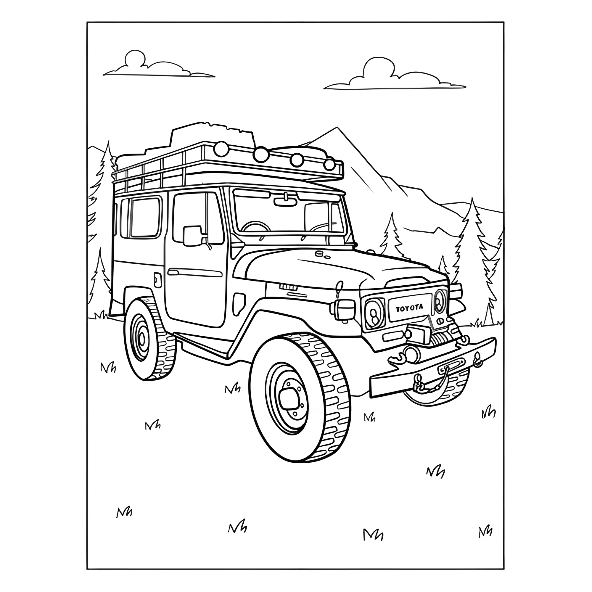 Тойота Ленд Крузер в лесу №4137. Раскраски машины по маркам. Тойота (Toyota).