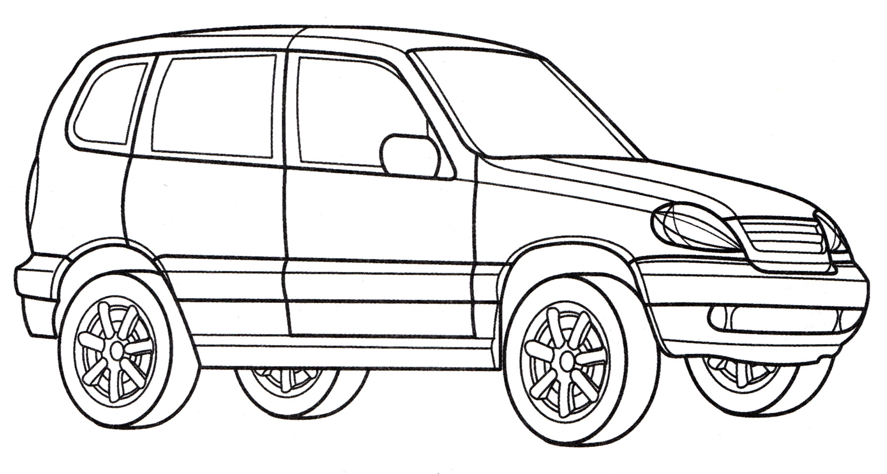 Нива Chevrolet №3506. Раскраски машины по маркам. ВАЗ.