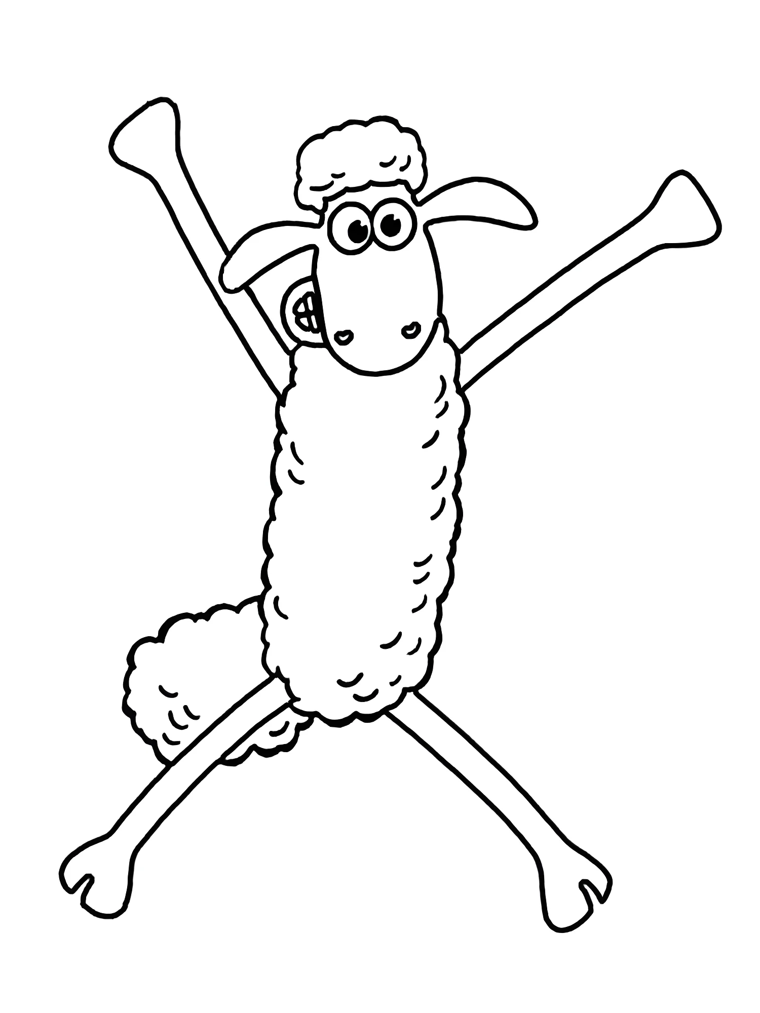 Шон (Shaun the Sheep) прыгает через перекладину №12647. Раскраски из мультиков. Барашек Шон.