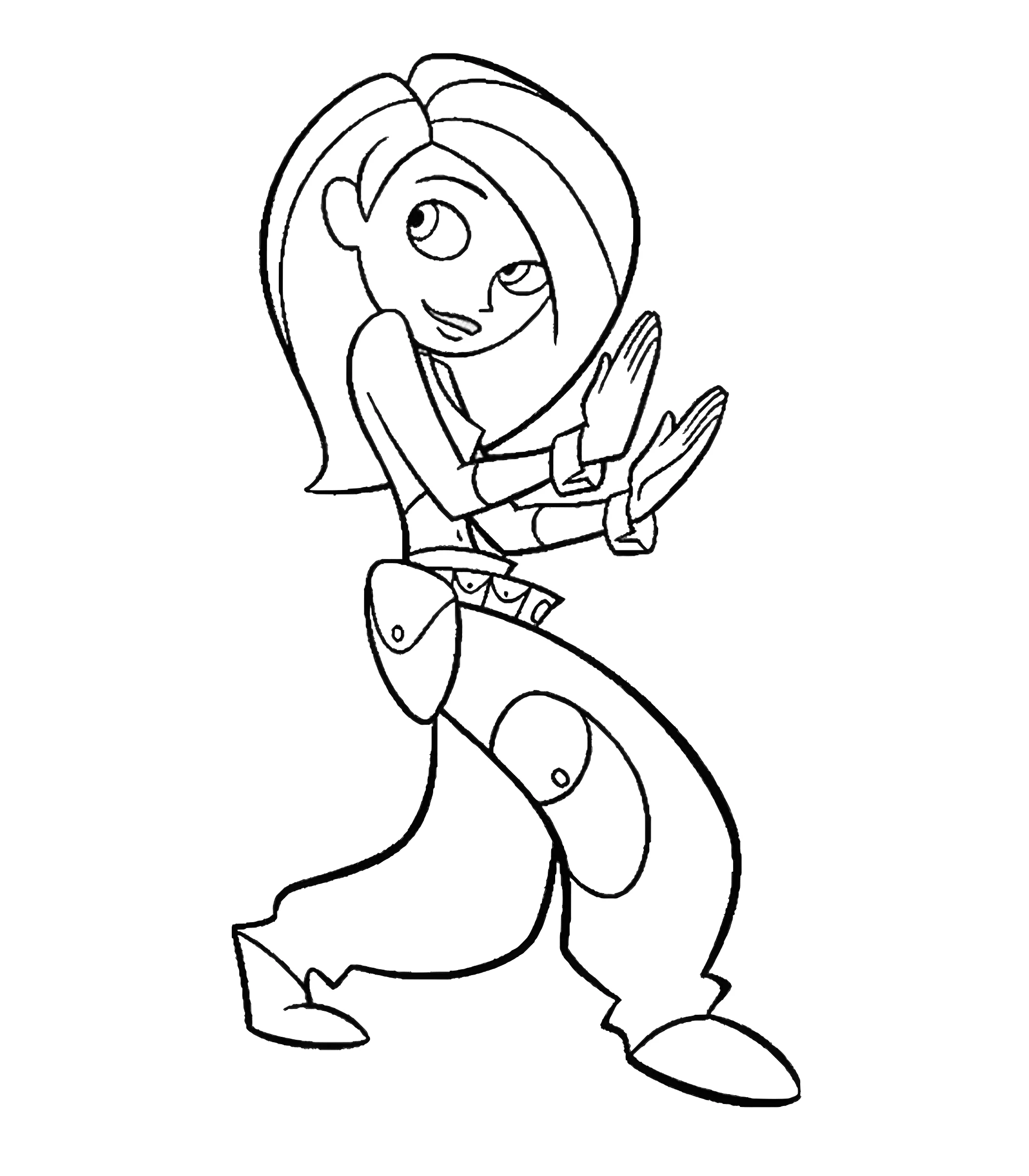 Ким Пять-с-Плюсом (в оригинале — Kim Possible) танцует №12863. Раскраски из мультиков. Ким пять-с-плюсом.