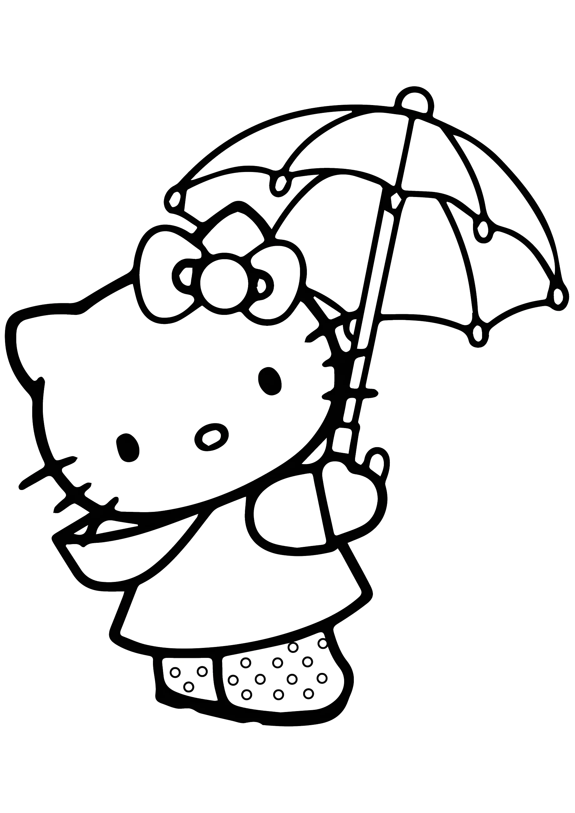 Hello Kitty с зонтиком №11164. Раскраски из мультиков. Китти.