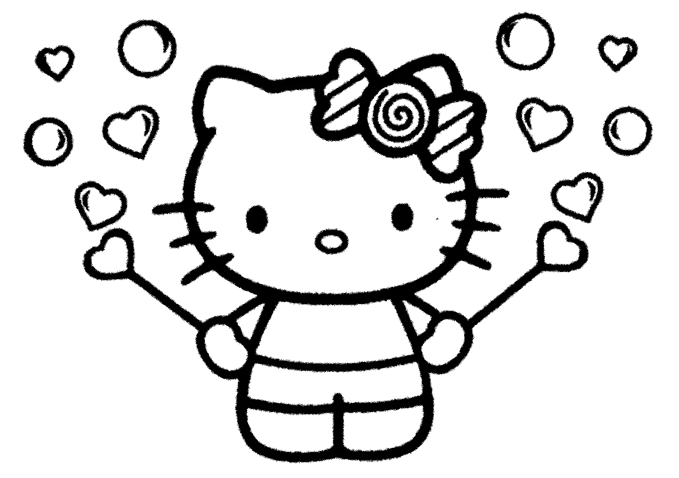 Hello Kitty с сердечками №11165. Раскраски из мультиков. Китти.