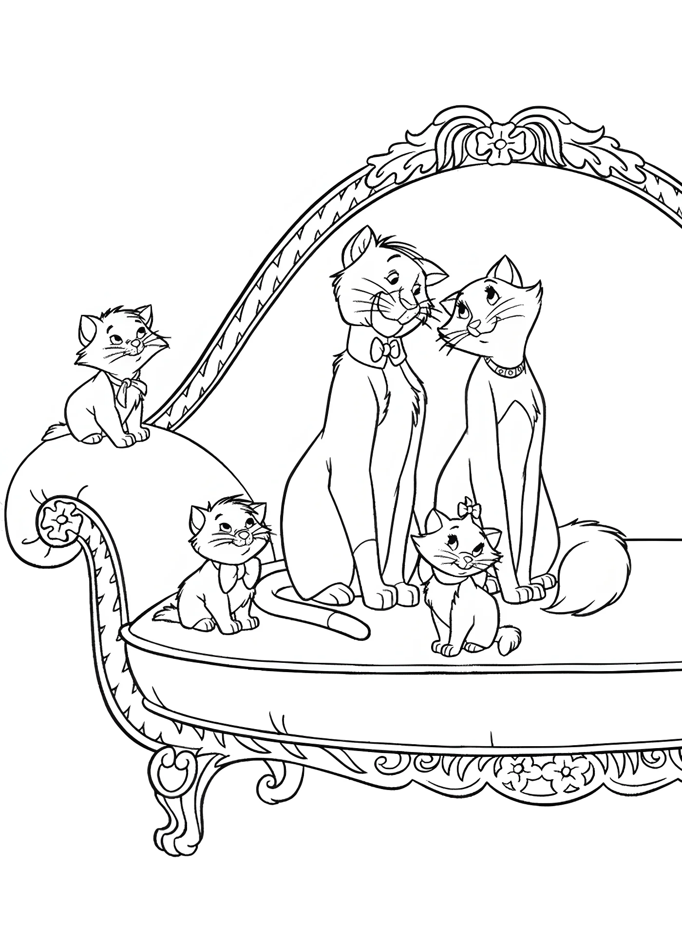 Коты-аристократы: семья №12361. Раскраски из мультиков. Коты аристократы.